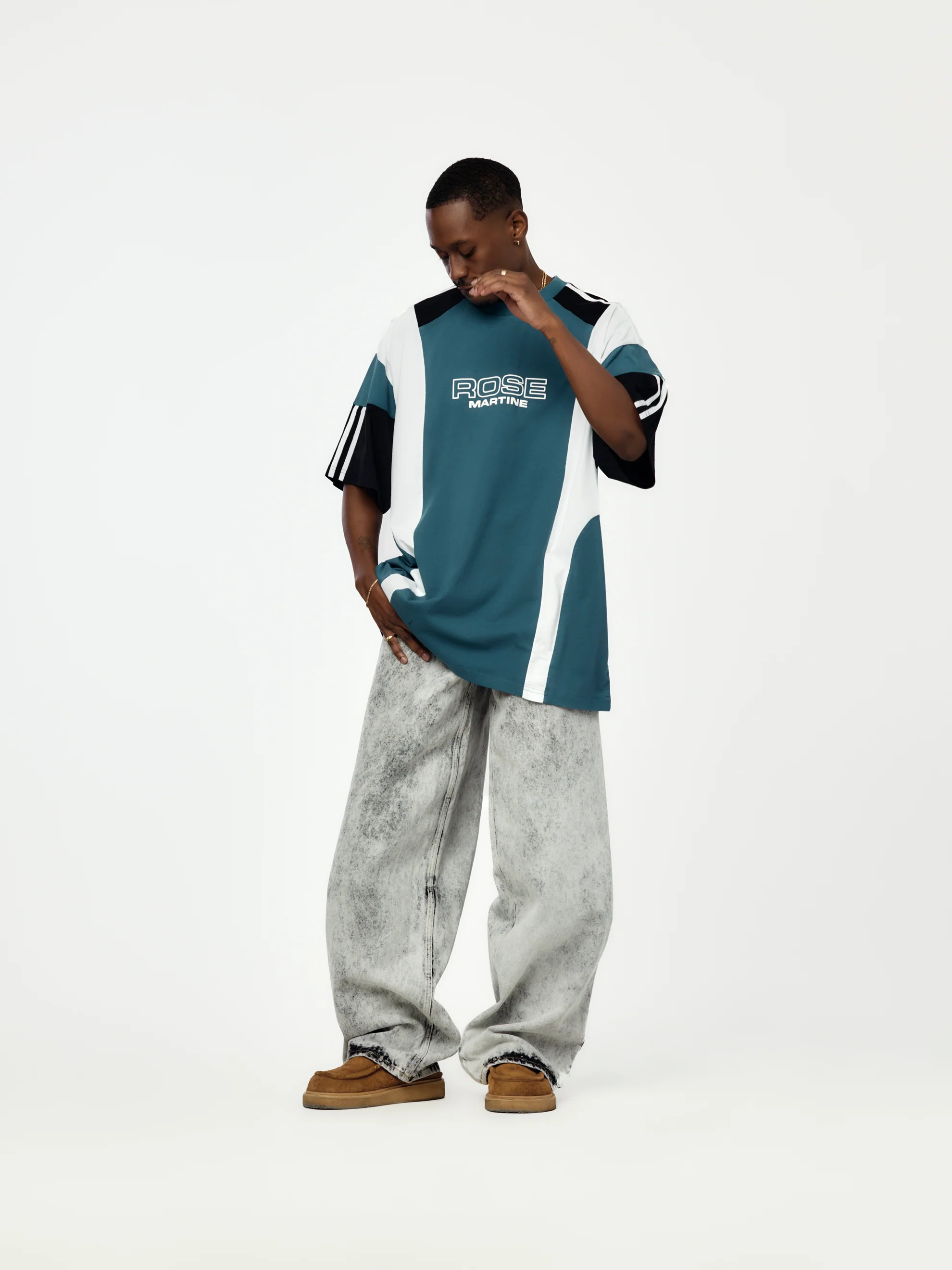 Oversized Panelled T-Shirt (Blue) - Image 4