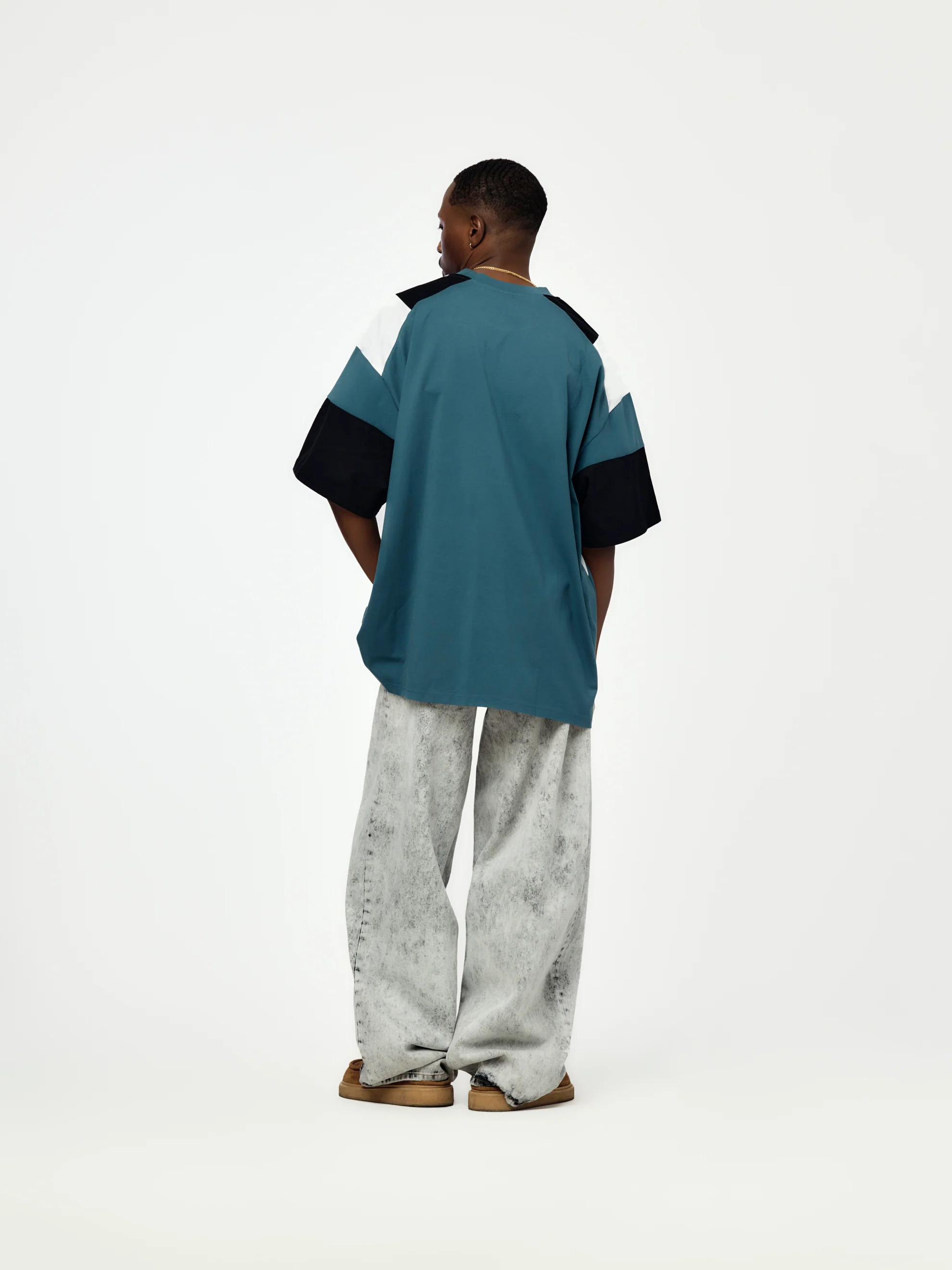 Oversized Panelled T-Shirt (Blue) - Image 5