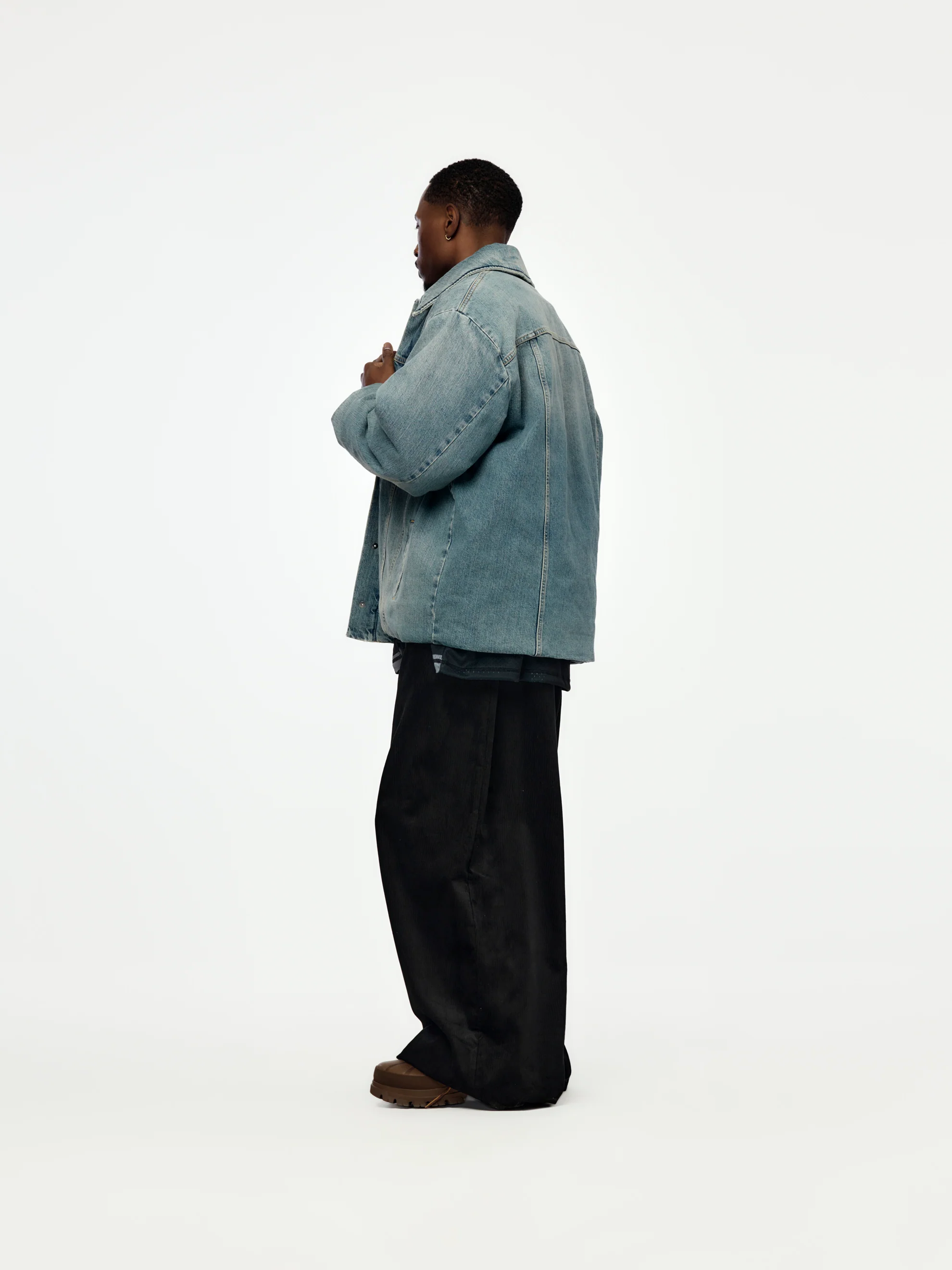 Padded Denim Jacket (Blue) - Image 5