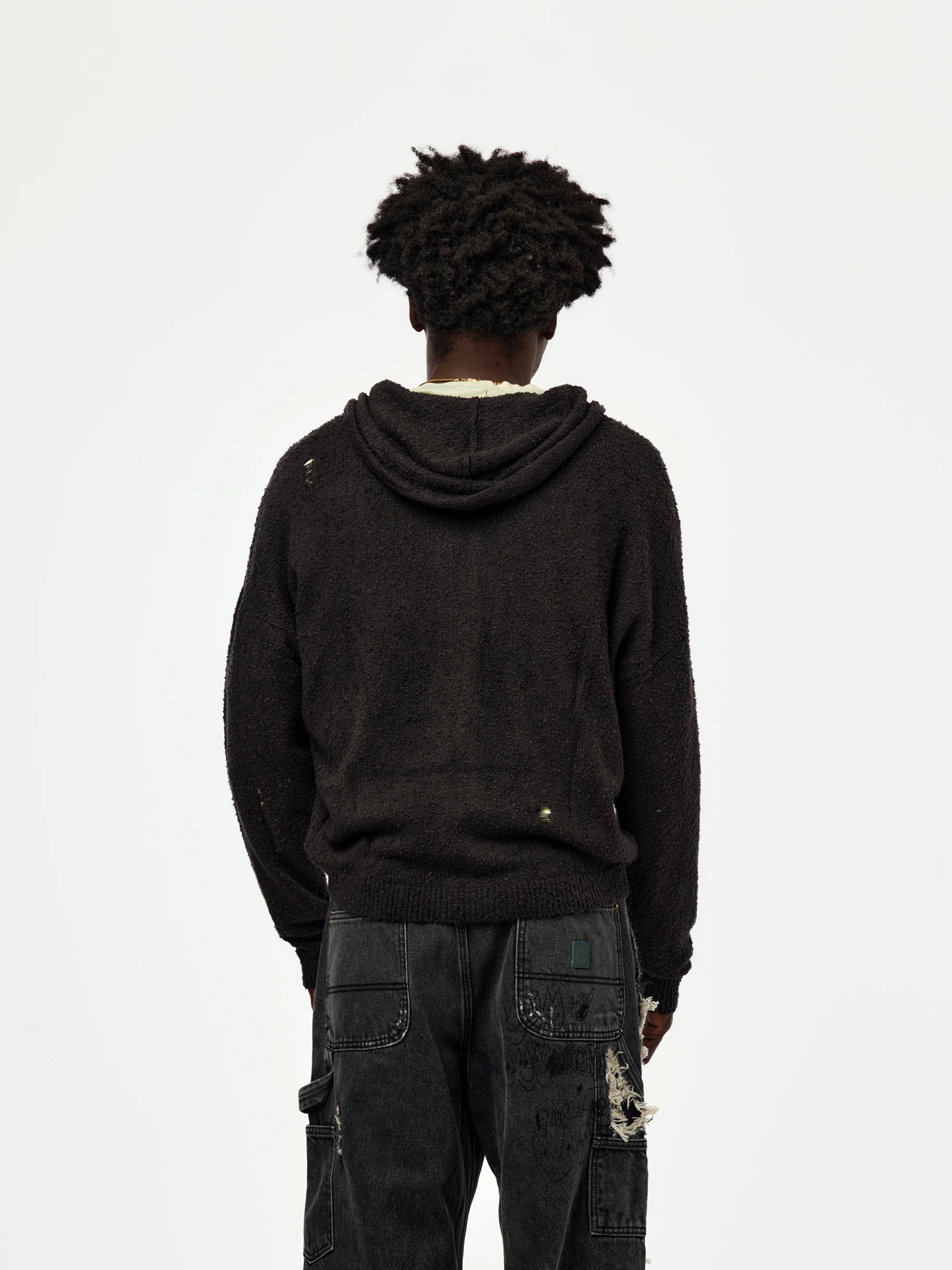 Casentino Knitted Hoodie (Black) - Image 3