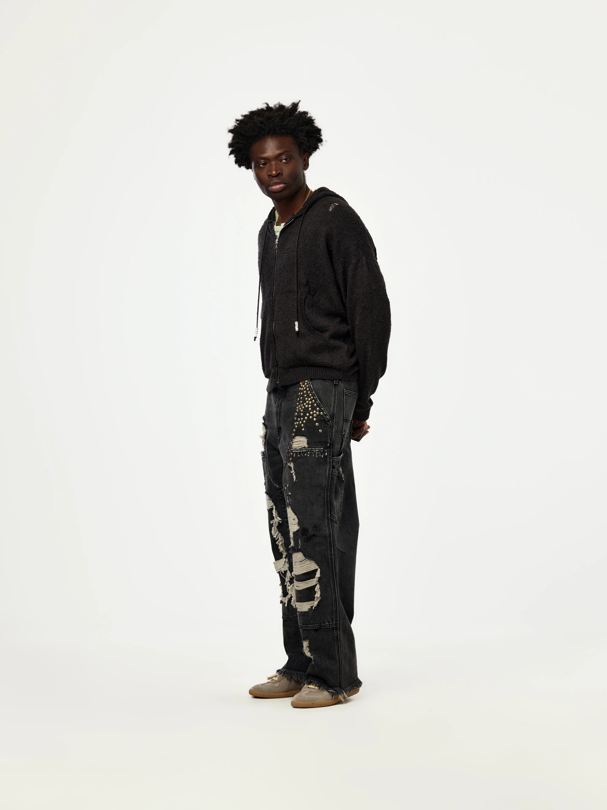 Casentino Knitted Hoodie (Black) - Image 4