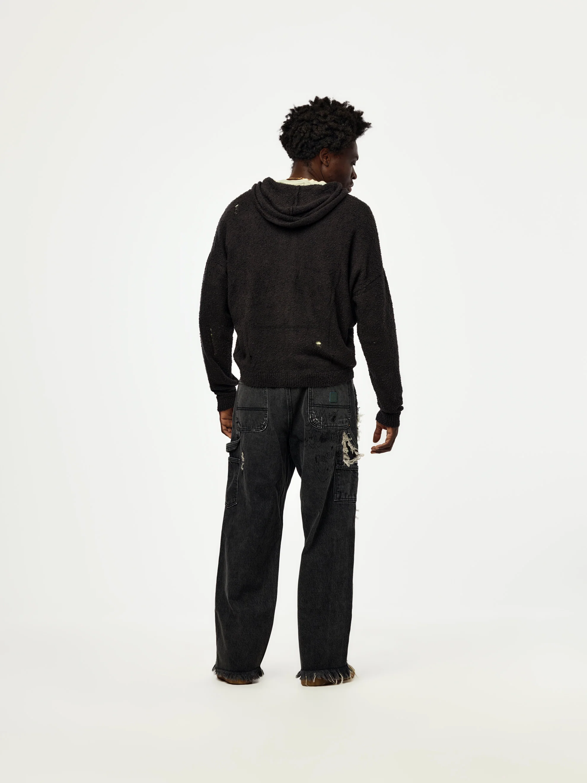 Casentino Knitted Hoodie (Black) - Image 5