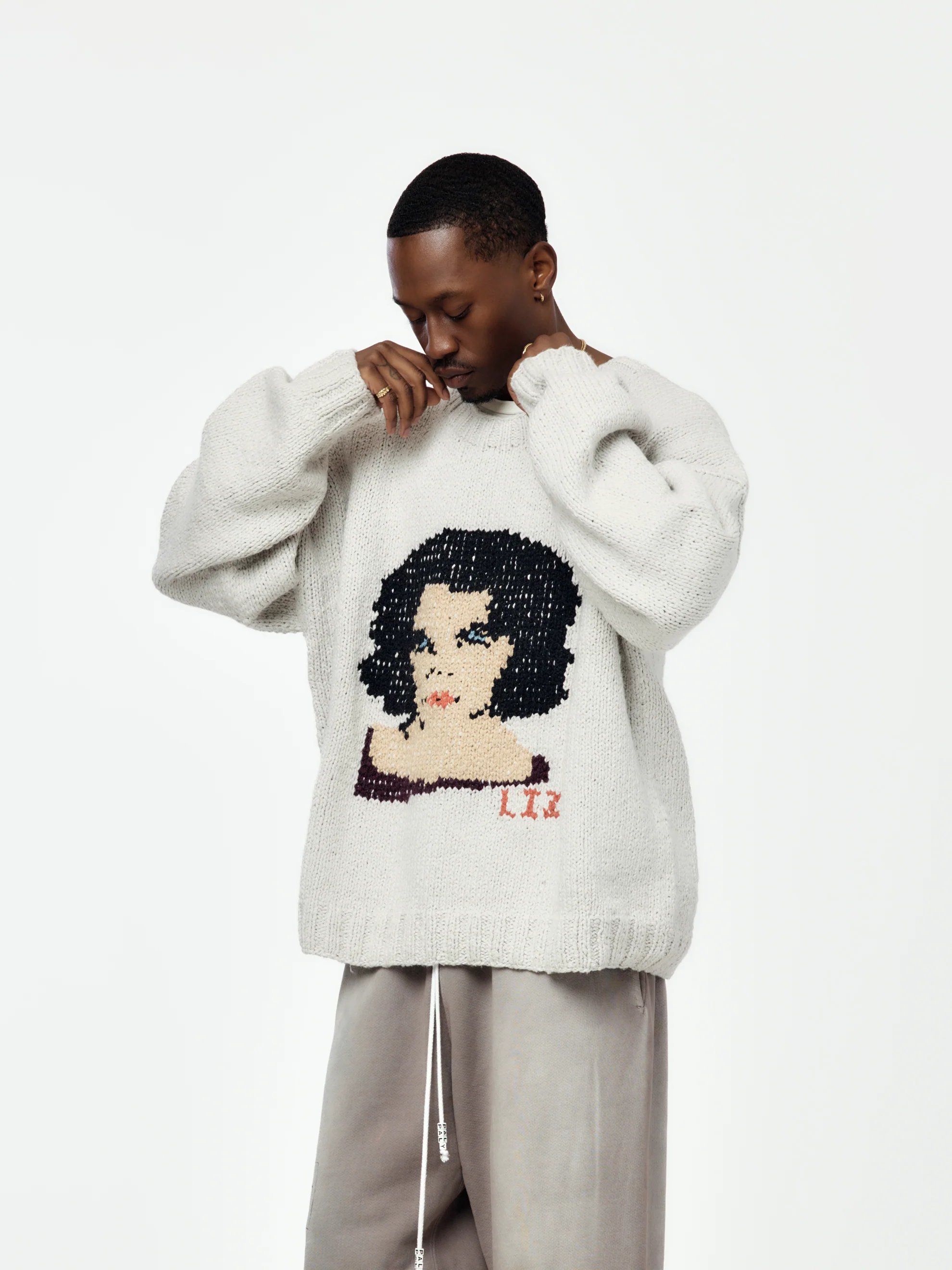 Liz Hand-Knit Sweater (Gray) - Image 3