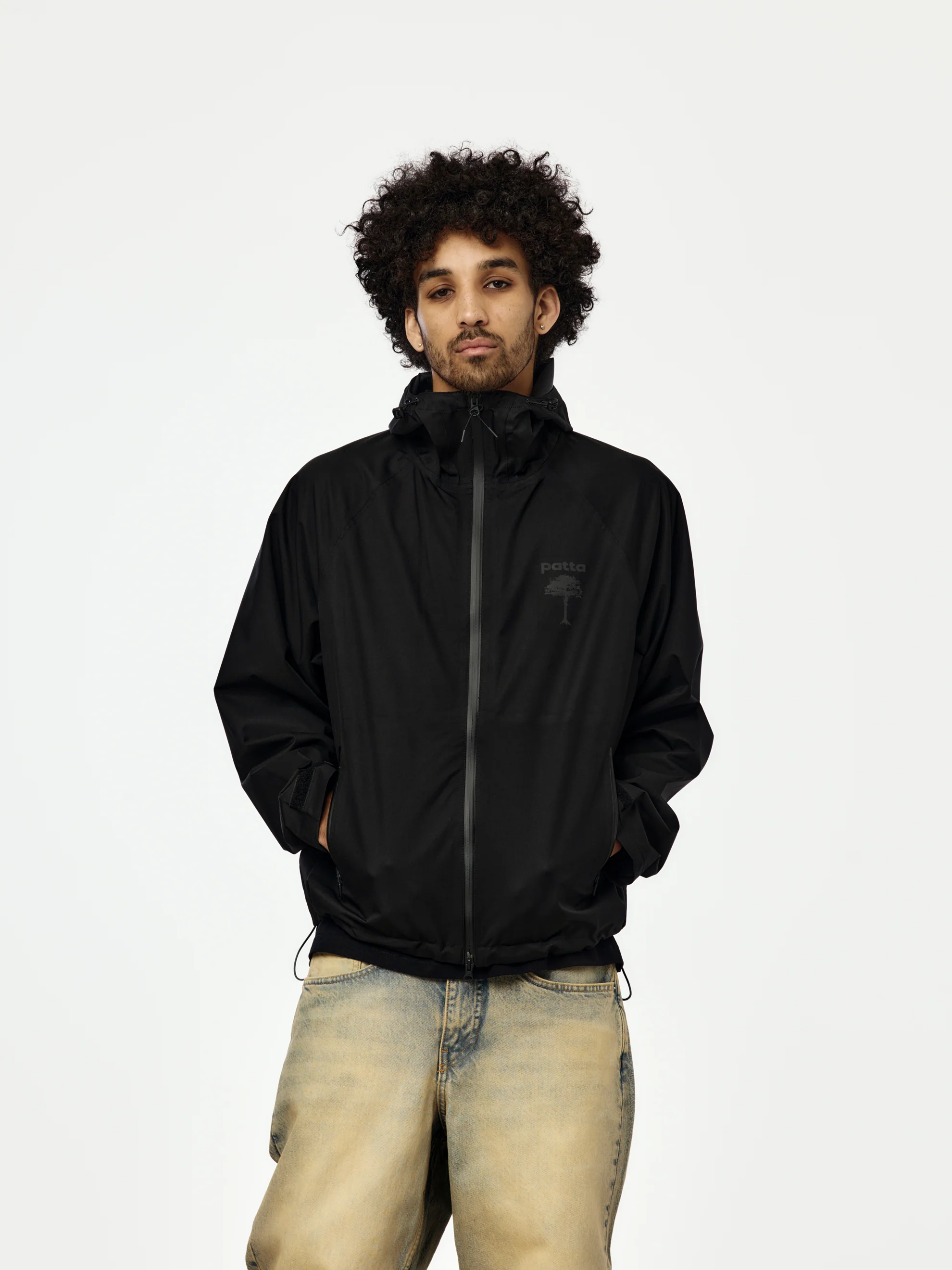 Patta 3M Reflective Waterproof Rain Jacket (Black)