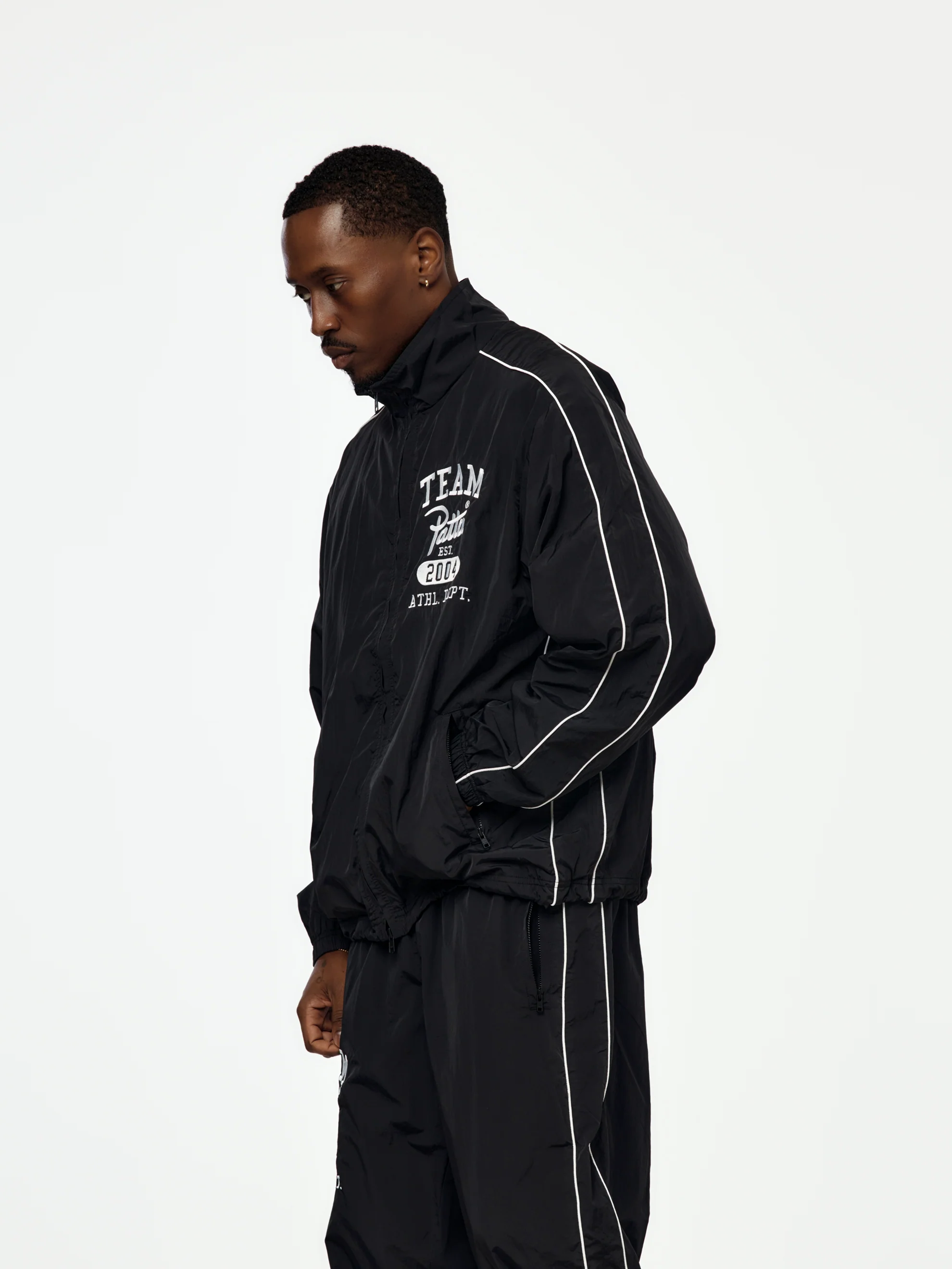 Patta Athletic Nylon Track Jacket (Black) - Image 2