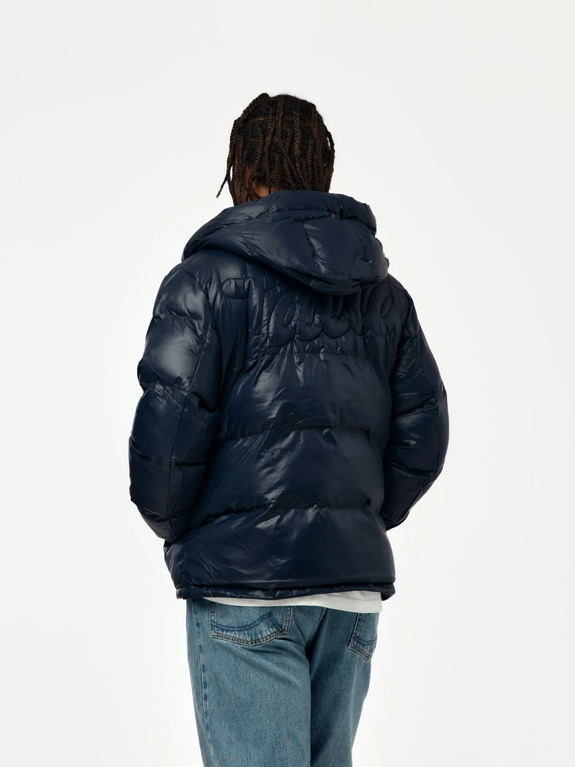 Patta Quilted Script Logo Puffer Jacket (Parisian Night) - Image 3