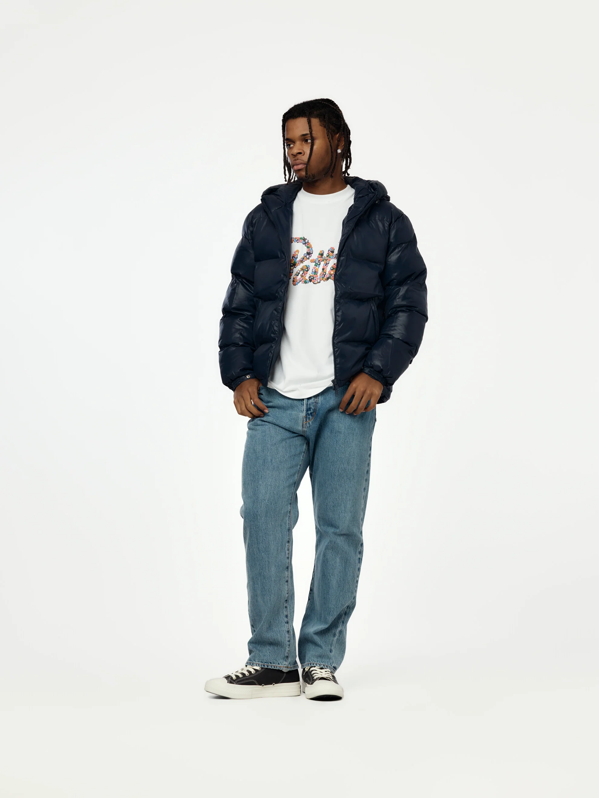 Patta Quilted Script Logo Puffer Jacket (Parisian Night) - Image 5