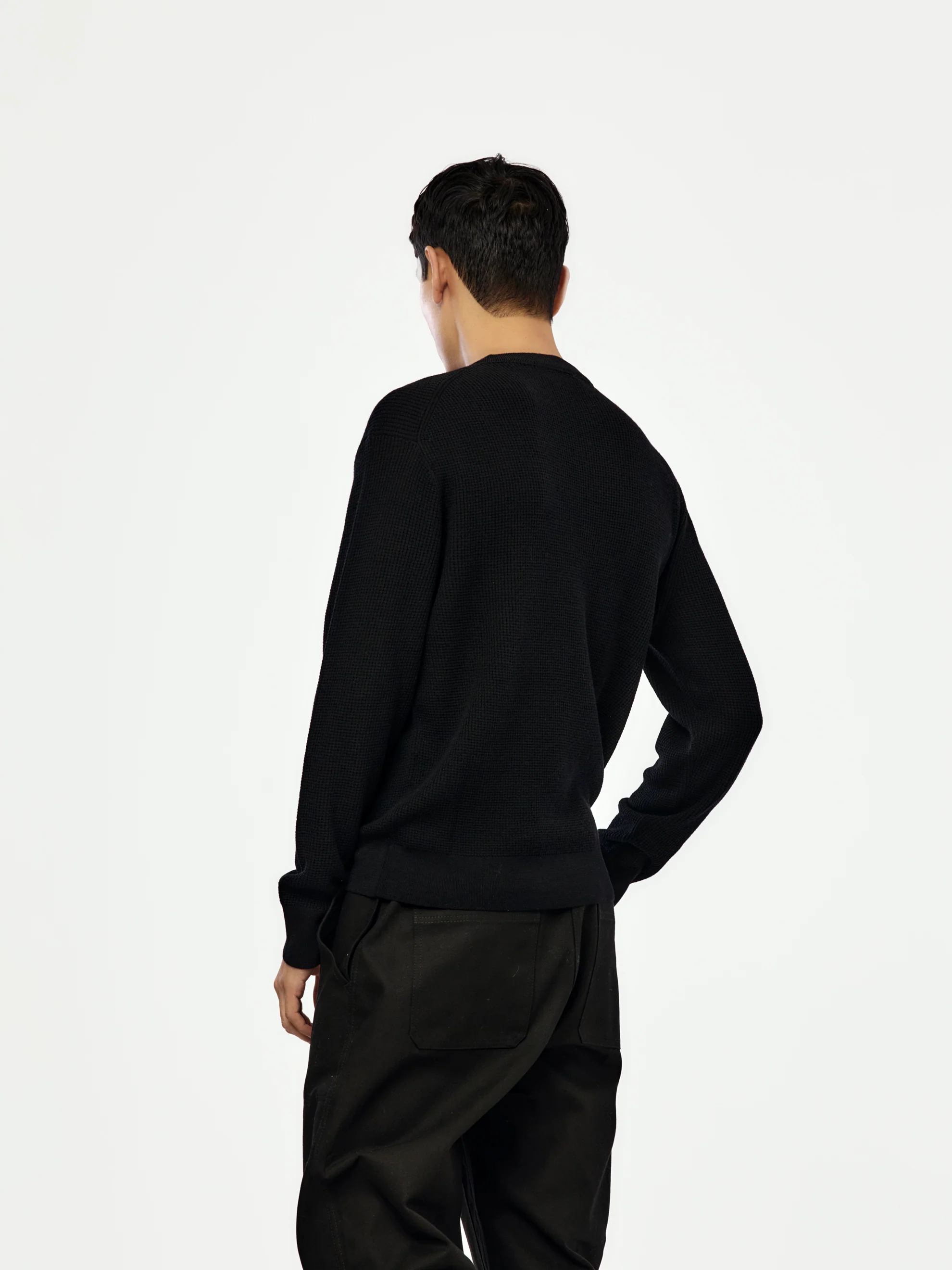 Portland Fine Waffle Jumper (Black) - Image 3