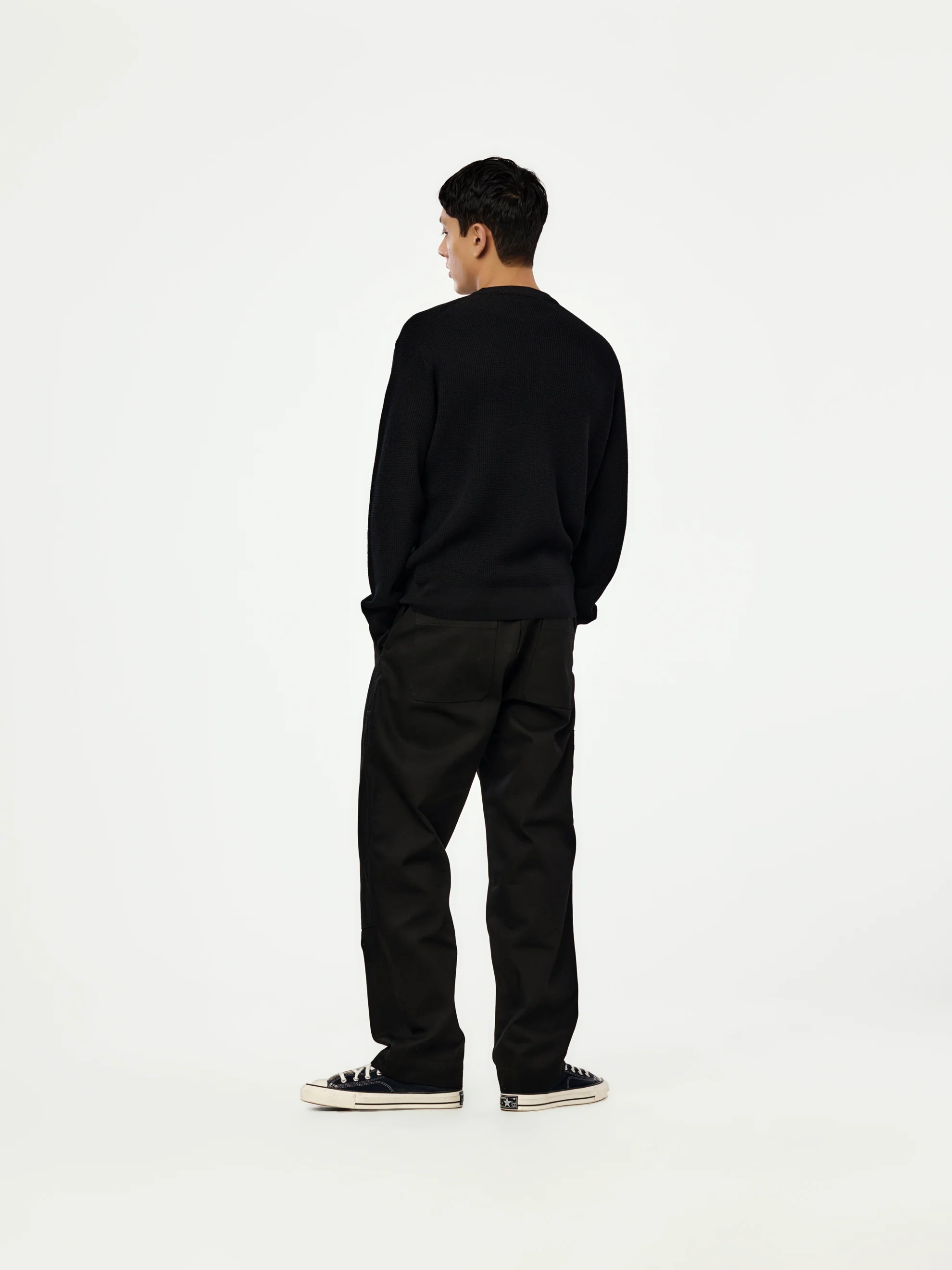 Portland Fine Waffle Jumper (Black) - Image 5
