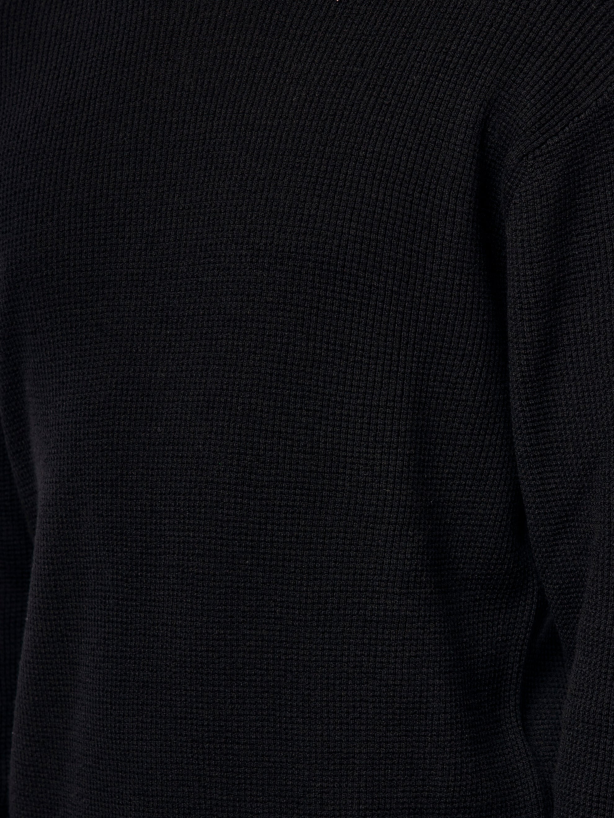 Portland Fine Waffle Jumper (Black) - Image 6