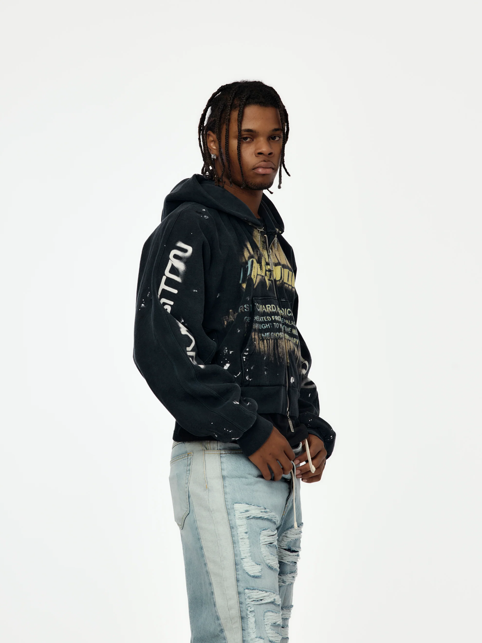 Radical Paper Rose Zip Hoodie (Mechanic Black) - Image 2