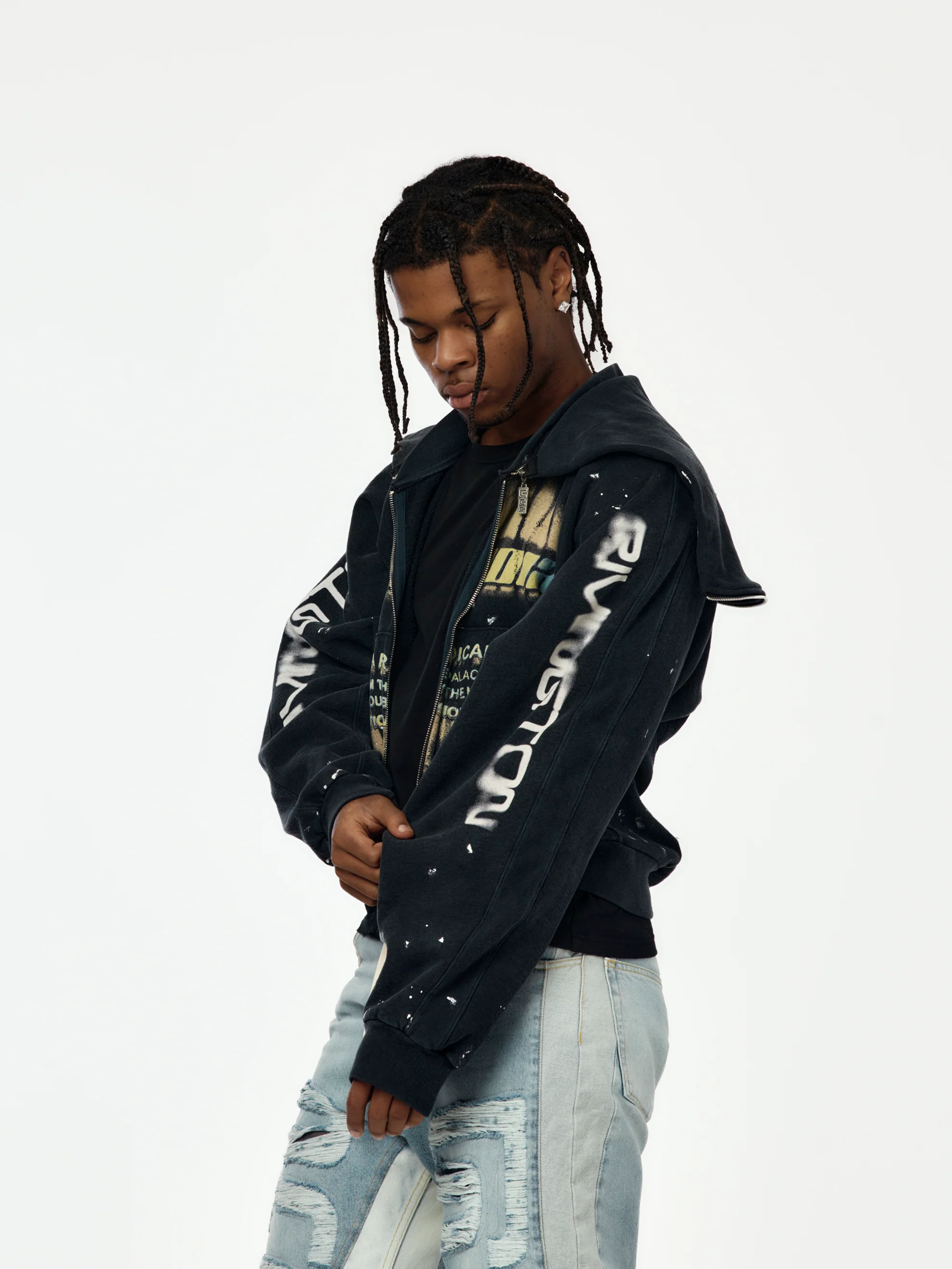 Radical Paper Rose Zip Hoodie (Mechanic Black) - Image 3