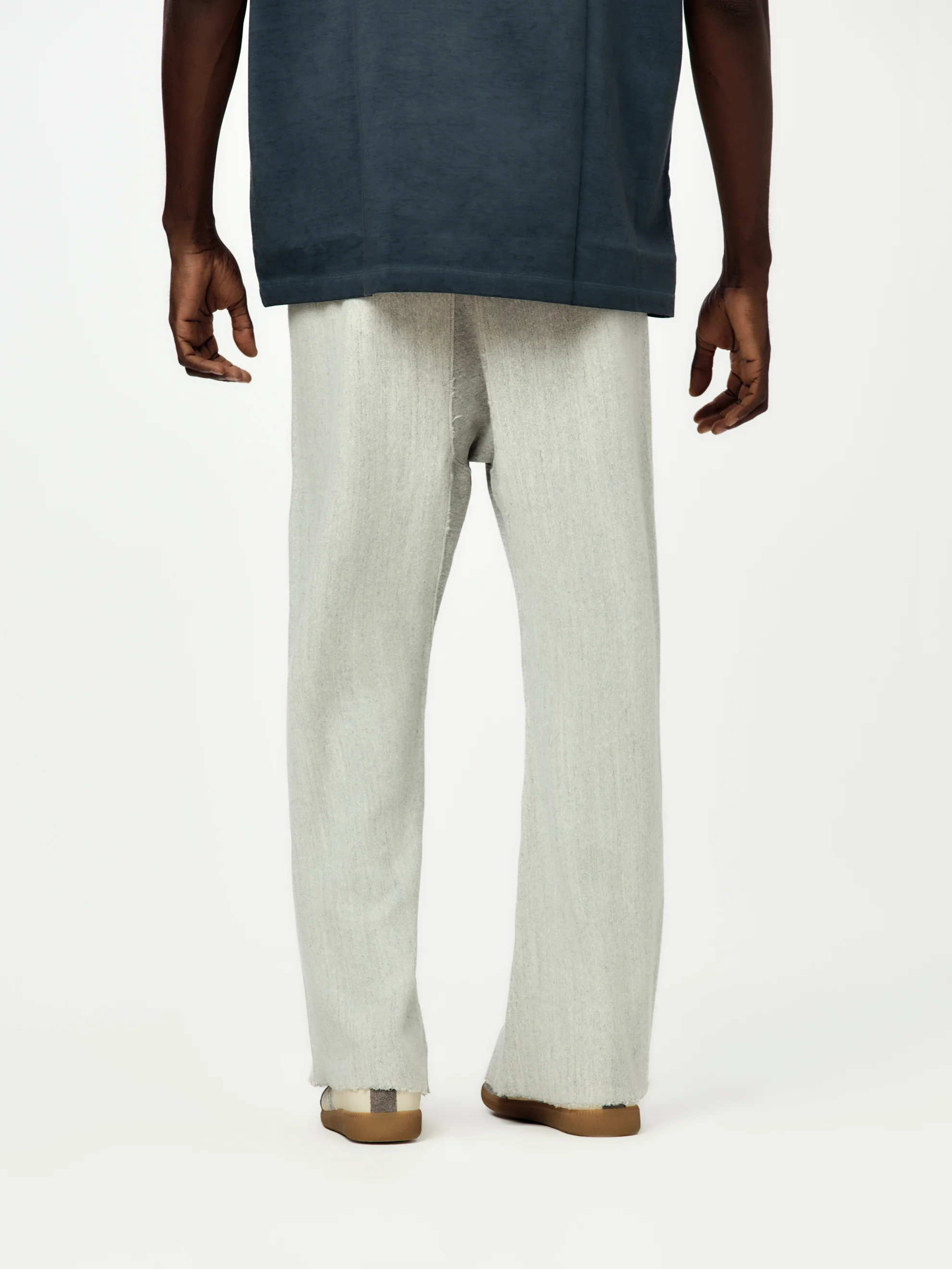 Recarded Yarn Fleece Pants (Grey Melange) - Image 3