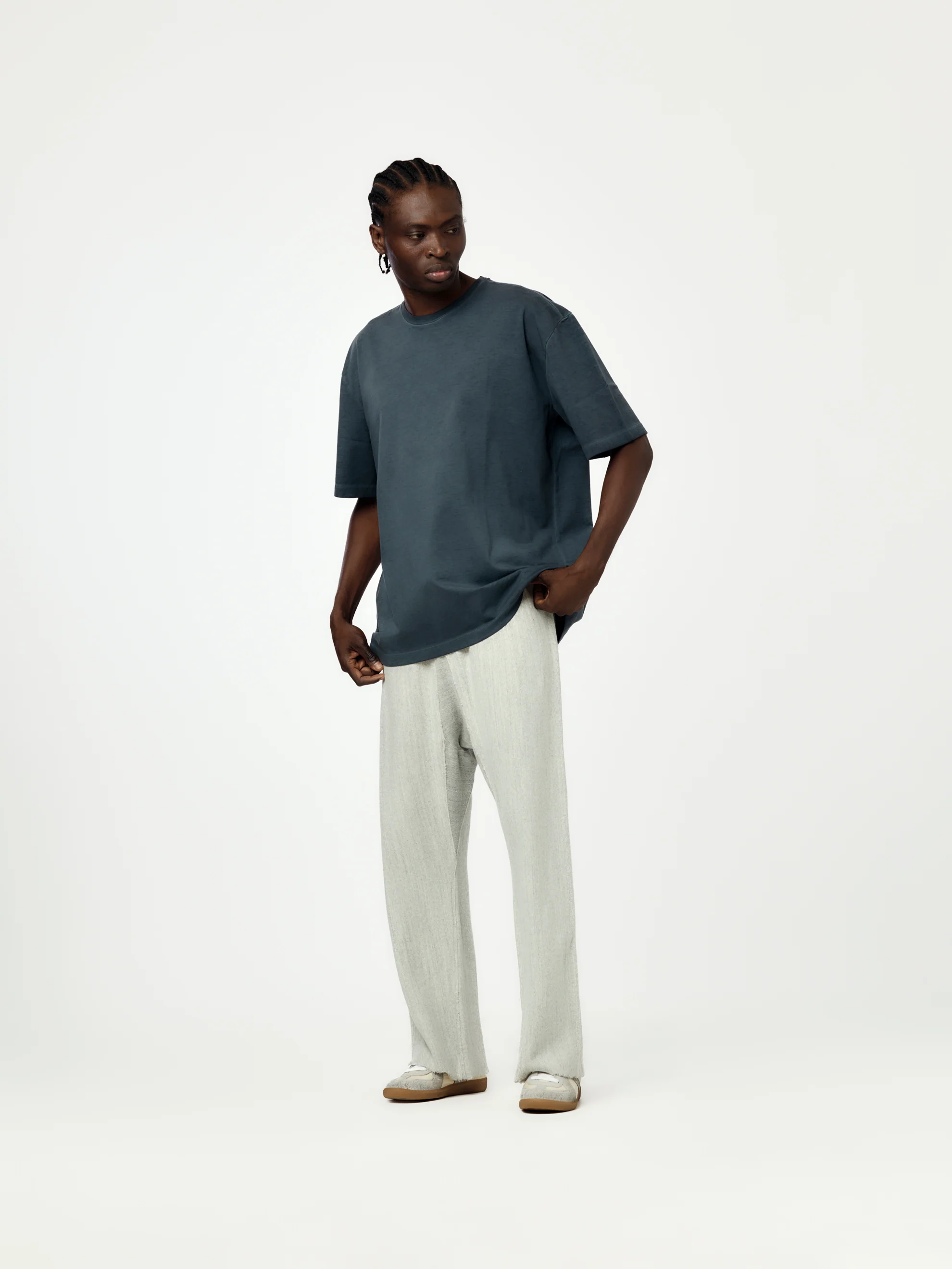 Recarded Yarn Fleece Pants (Grey Melange) - Image 4