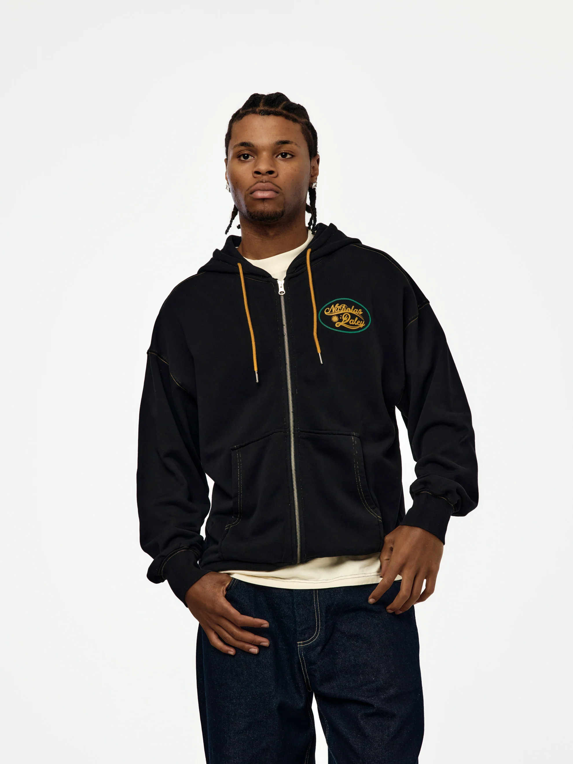 Roots Zip Up Hoodie (Black)