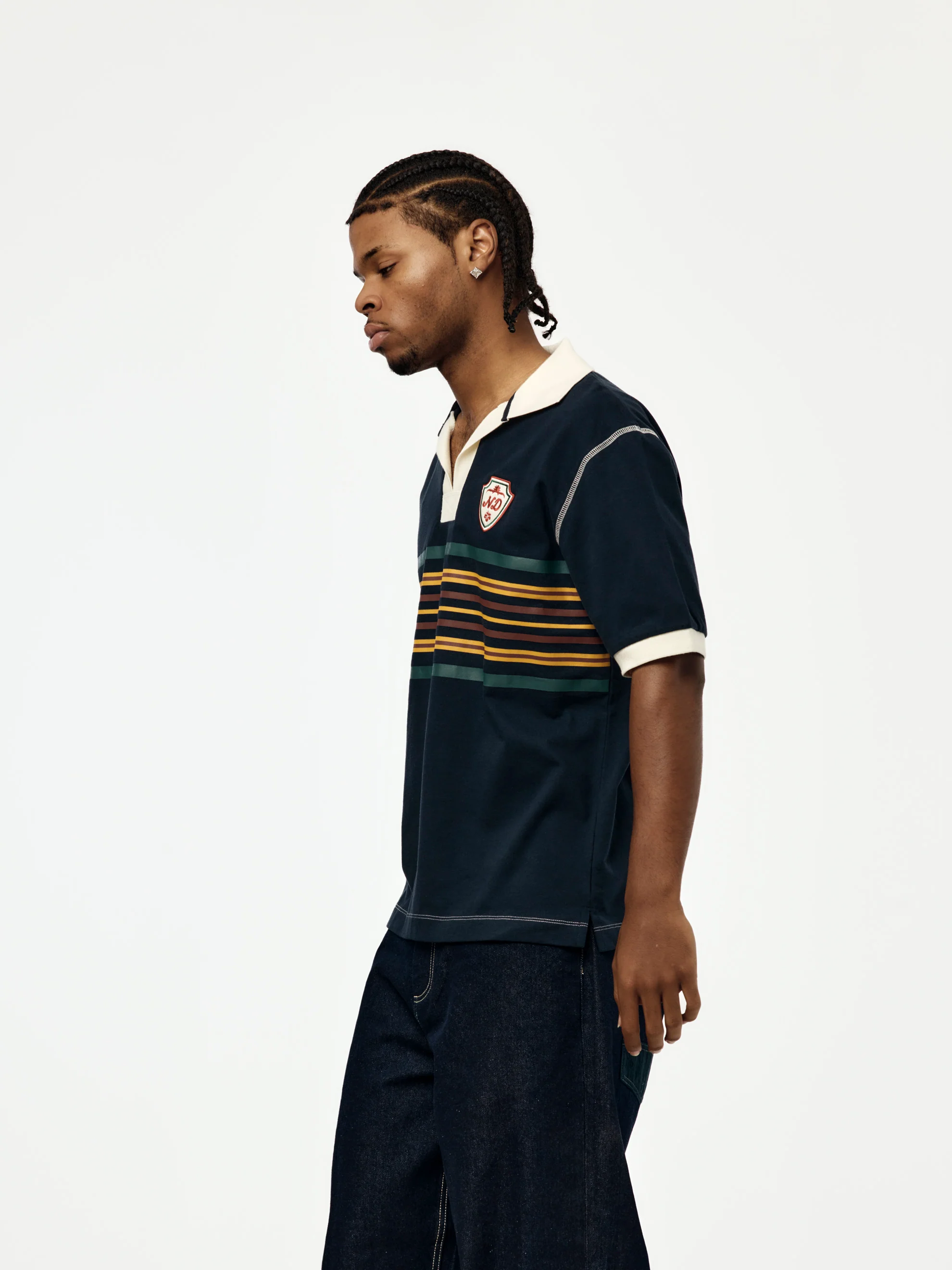 S/S Striped Rugby Polo (Navy) - Image 2