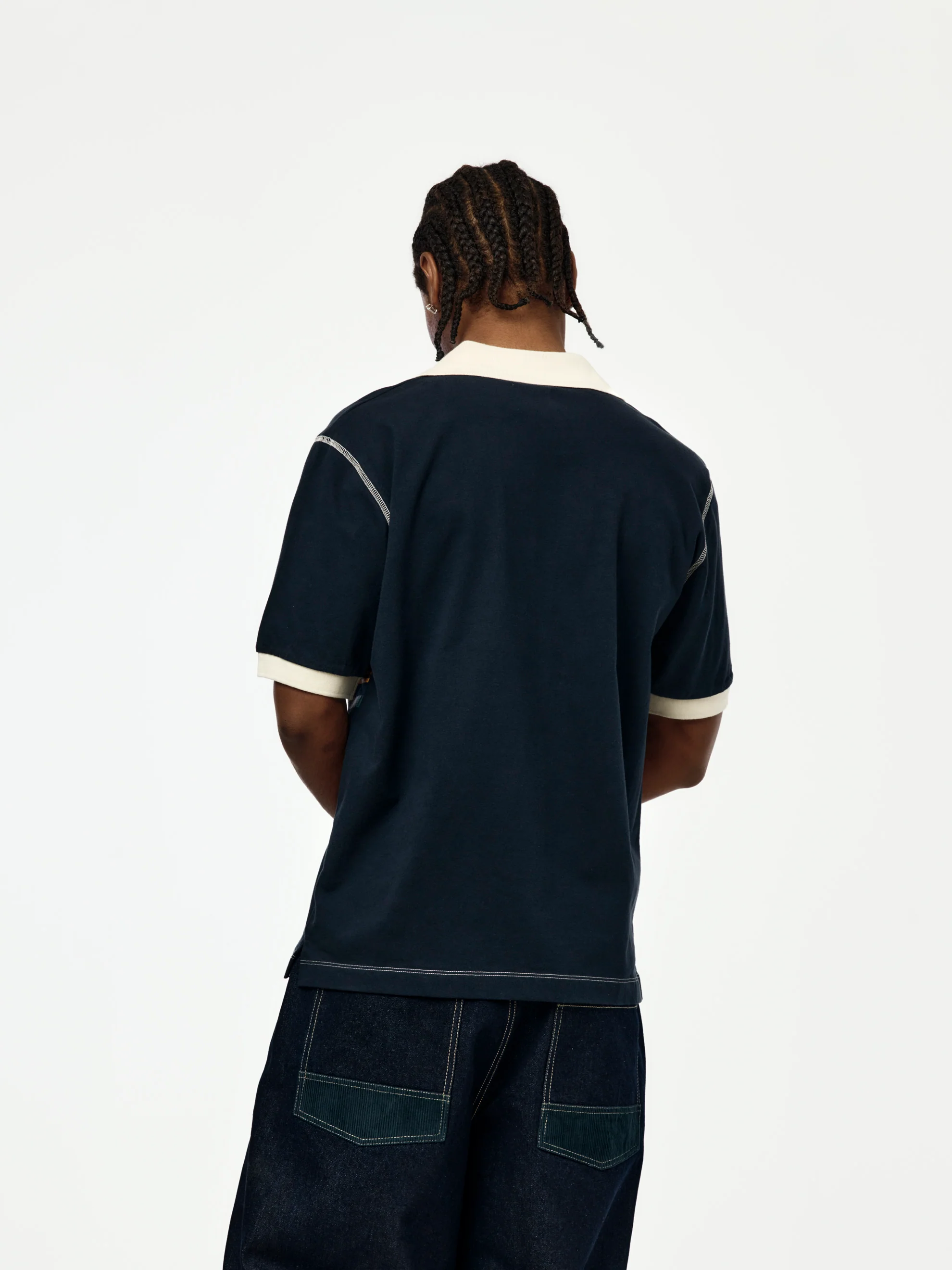 S/S Striped Rugby Polo (Navy) - Image 3