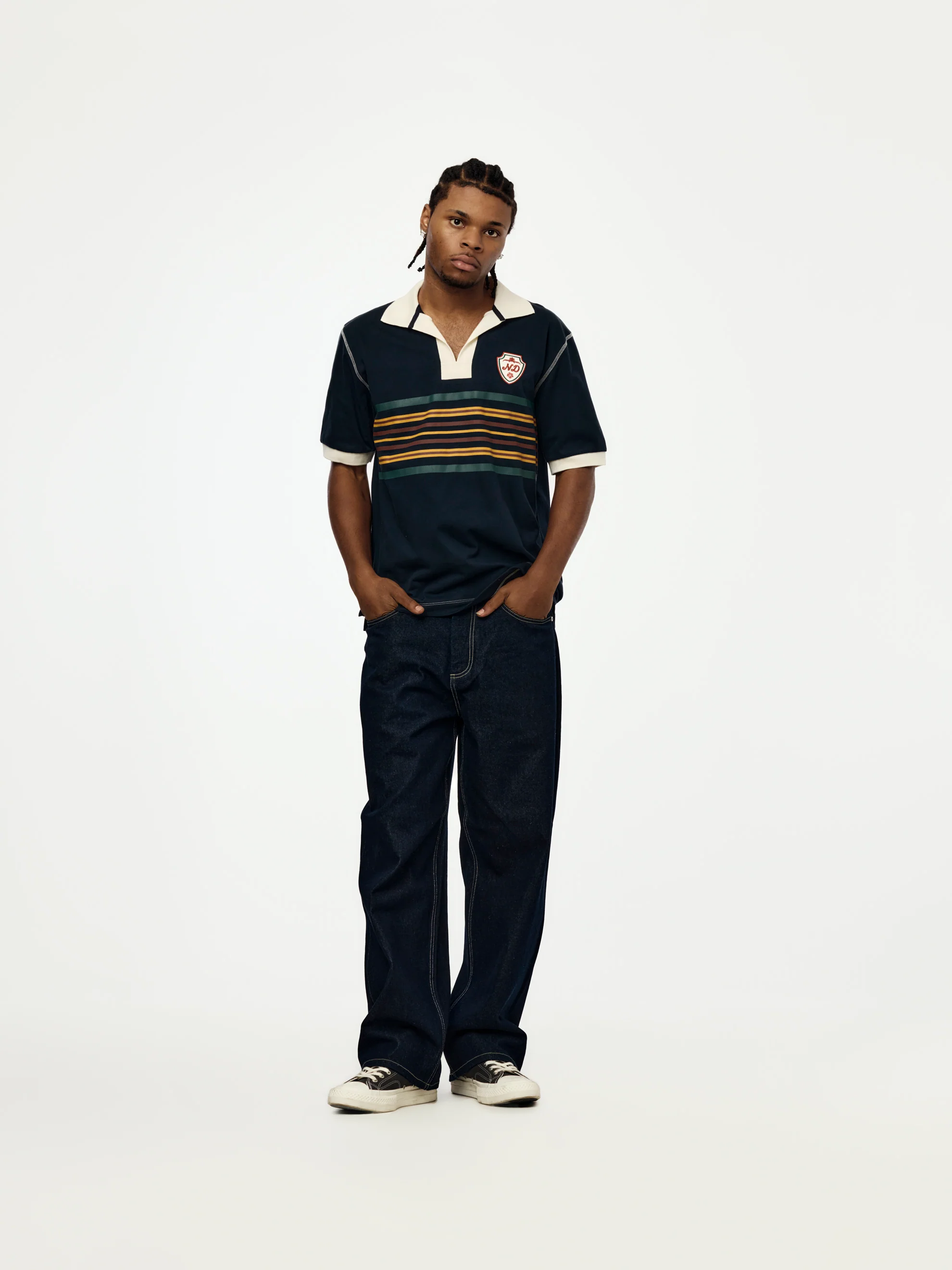 S/S Striped Rugby Polo (Navy) - Image 4