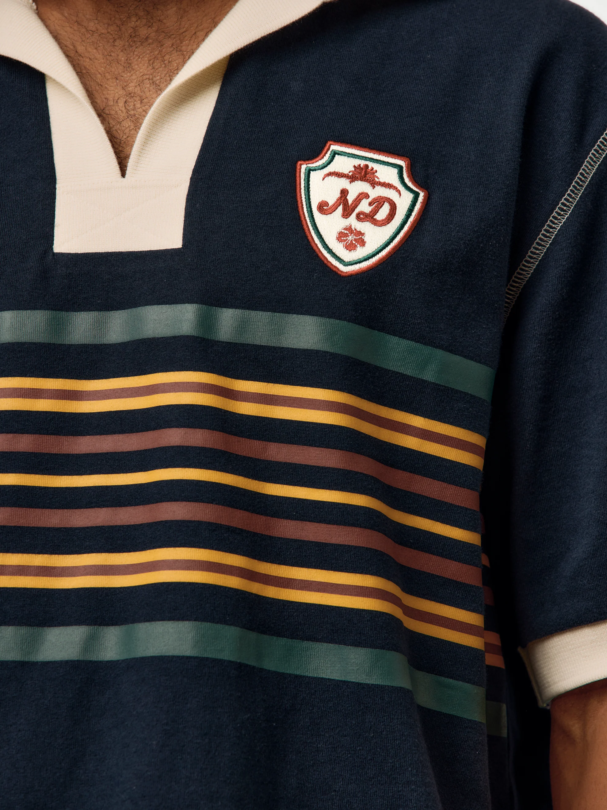 S/S Striped Rugby Polo (Navy) - Image 6