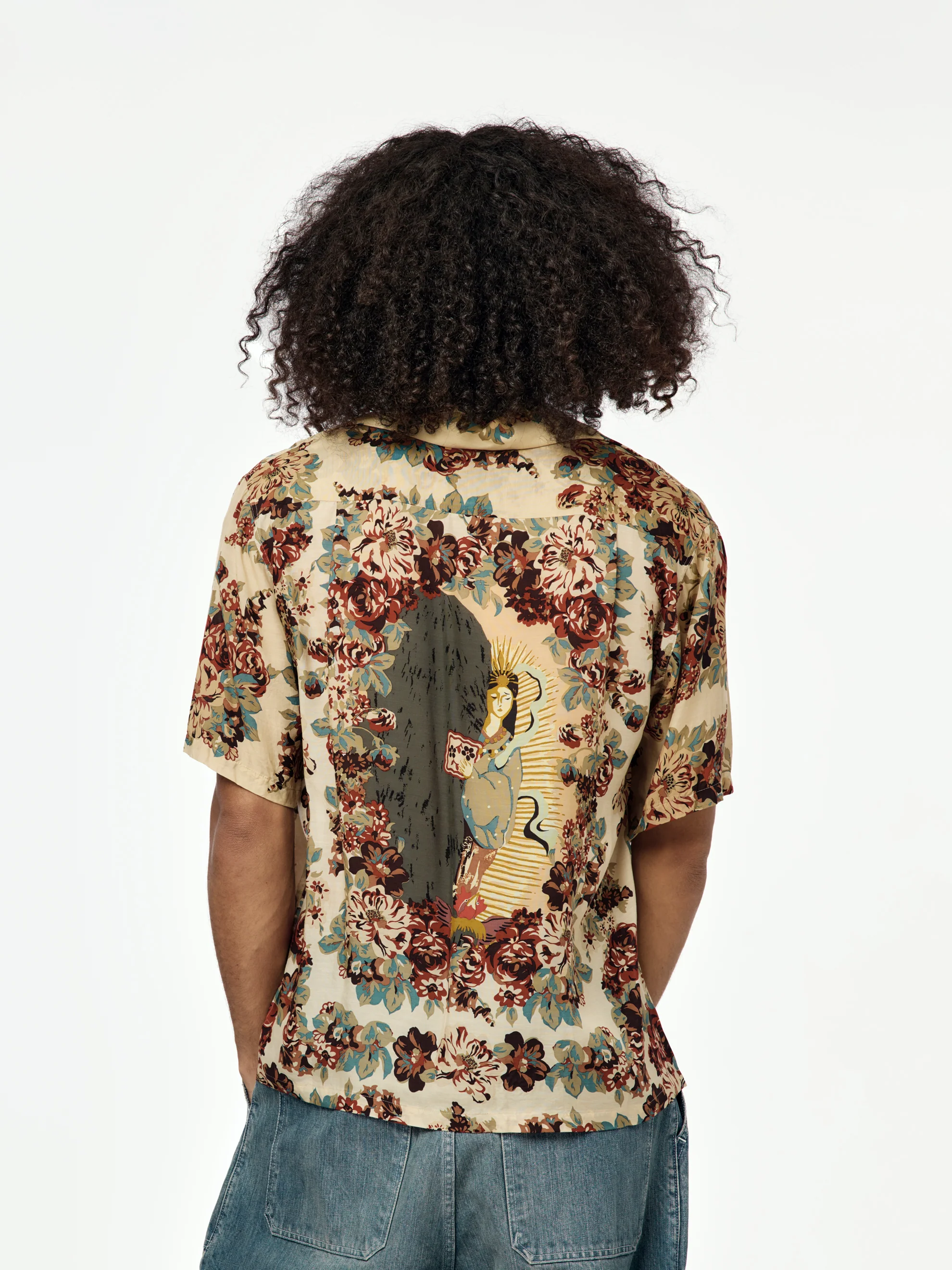 Silk Rayon CHAMPETRE A.MA.TE.RA.SE. WRANGLE Collar Aloha Shirt - Image 3