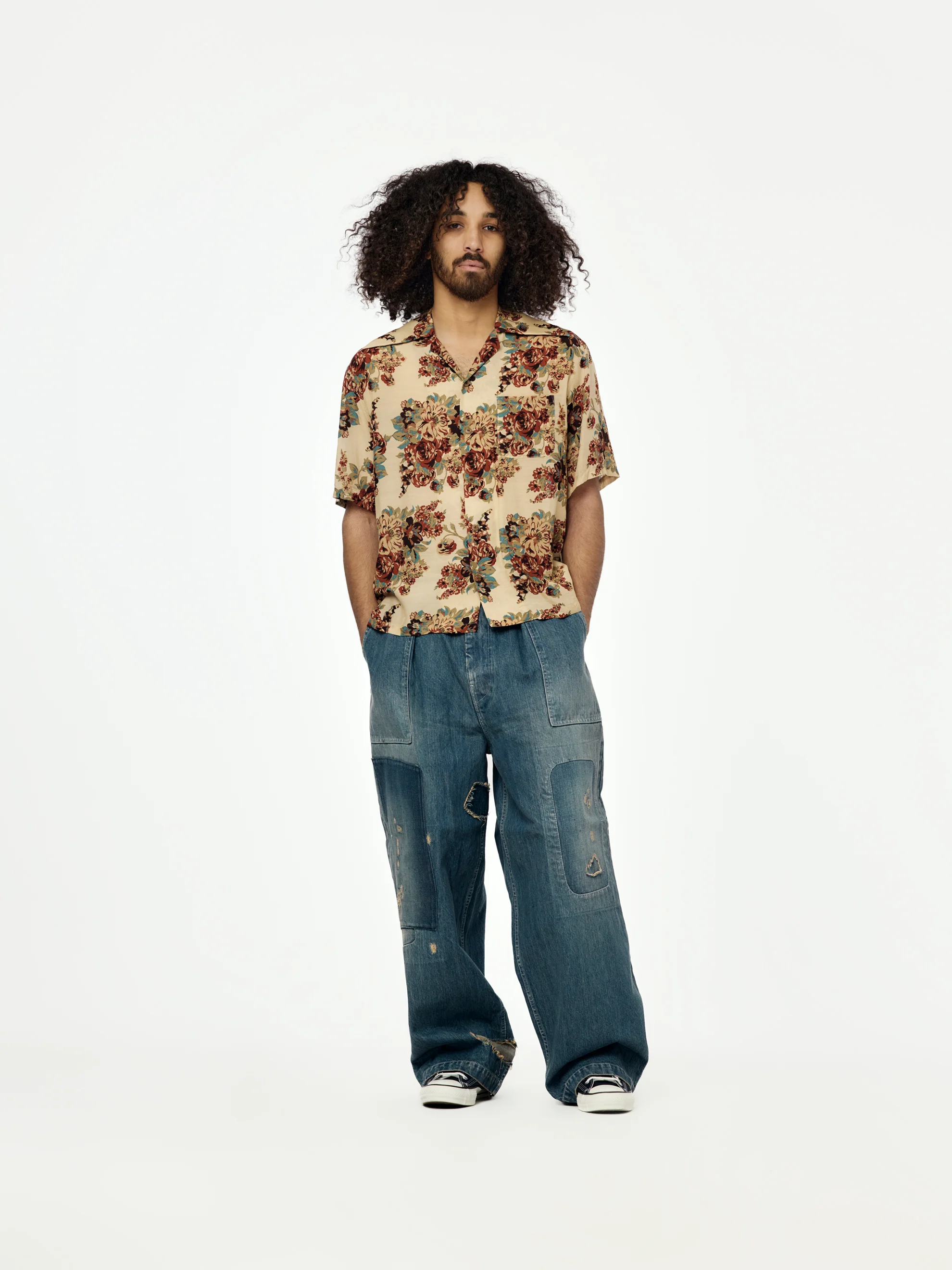 Silk Rayon CHAMPETRE A.MA.TE.RA.SE. WRANGLE Collar Aloha Shirt - Image 4