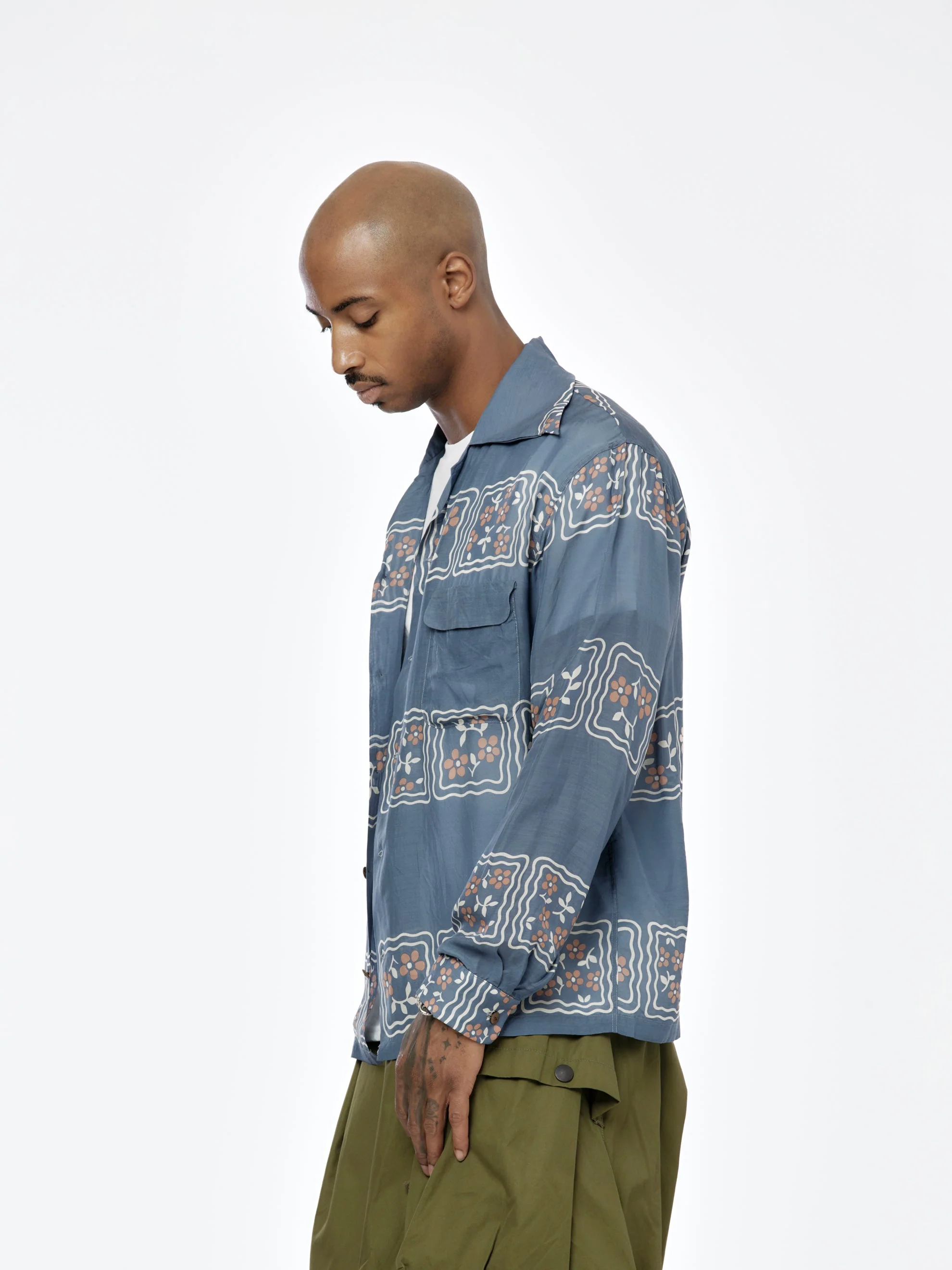 Silk Wrangle Cookie Collar Shirt (Blue) - Image 2