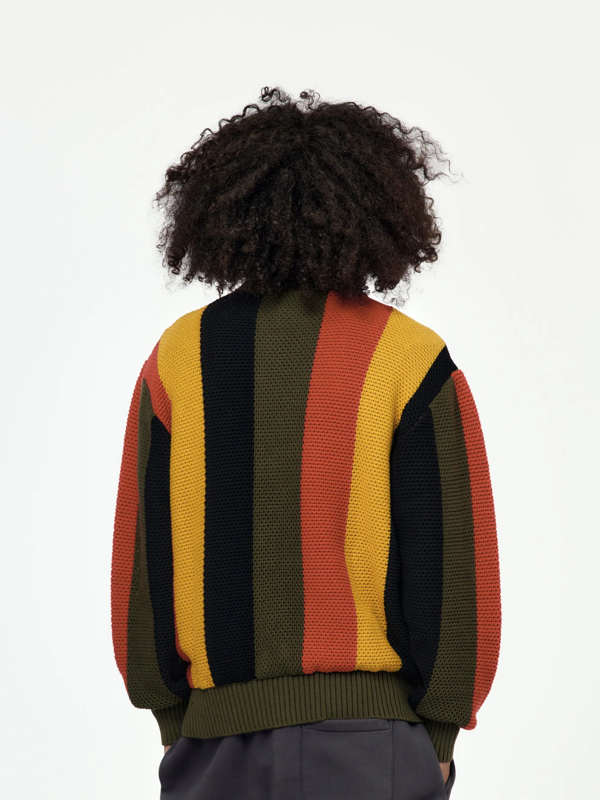 Striped Honeycomb Knitted Sweater (Multi) - Image 3