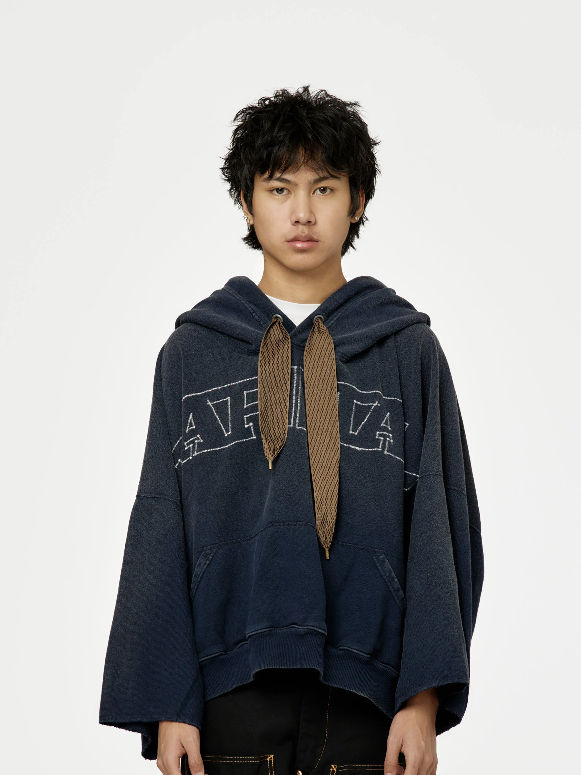 SWT Knit DEVIL Hoodie (Kapital Embroidery) (Navy)