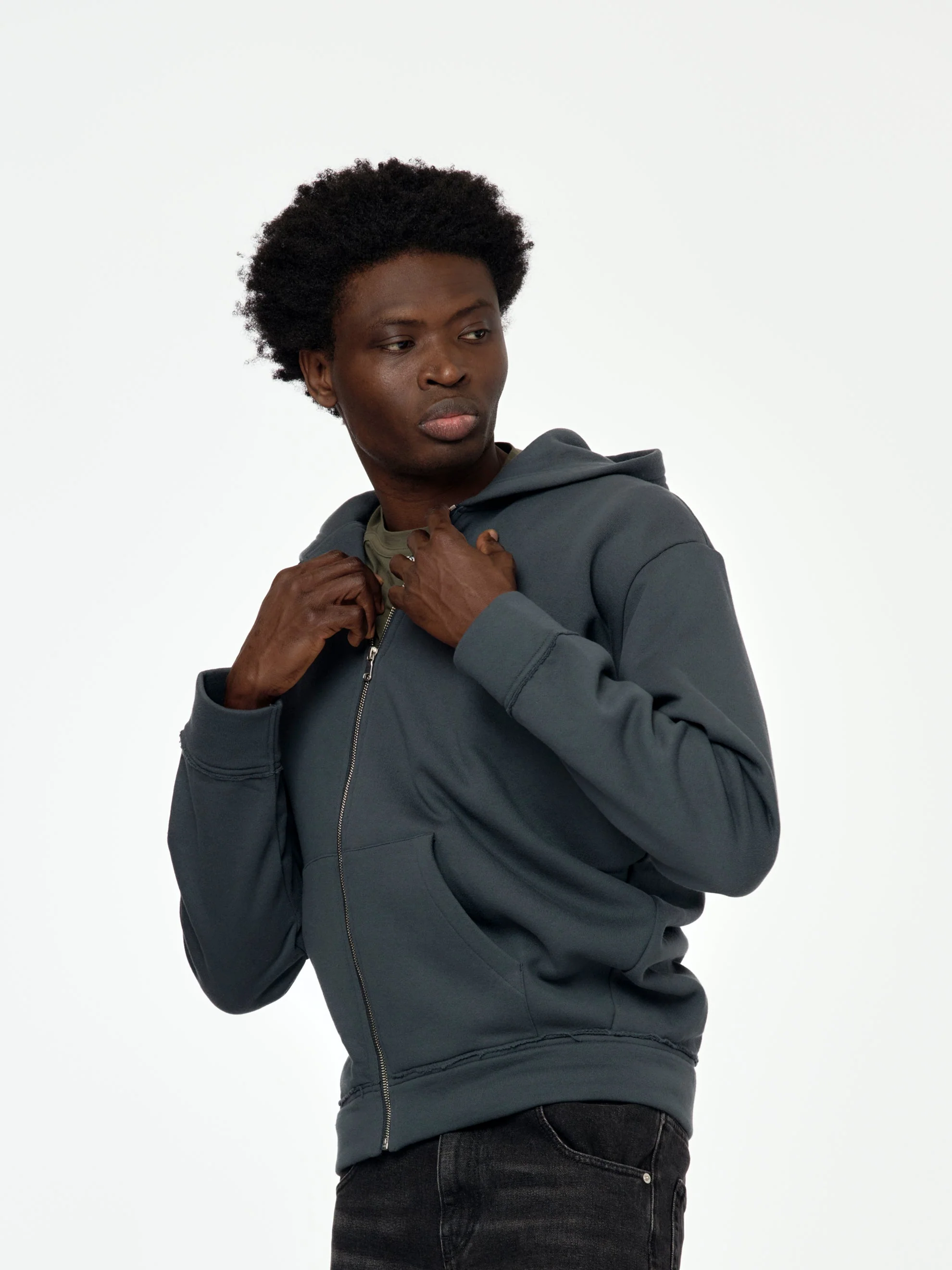 Twisted Zip-Up Hoodie (Charcoal) - Image 2