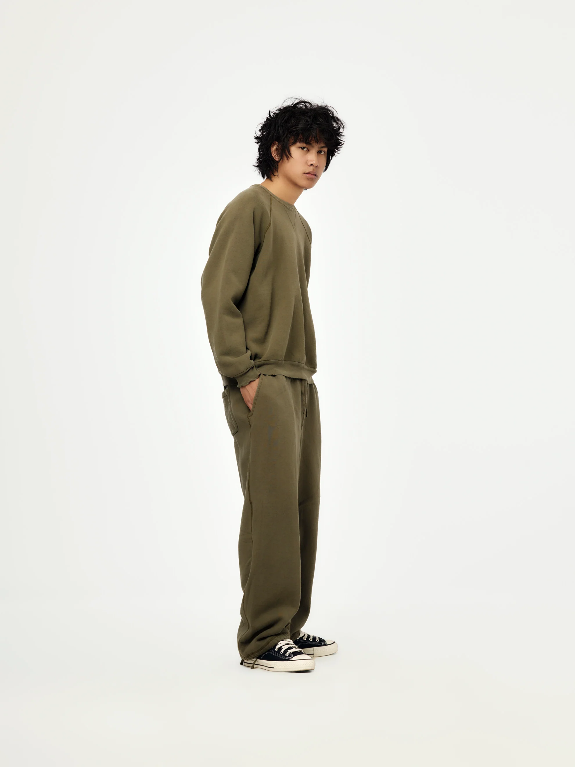 Vintage Double V Sweatshirt (OLIVE) (SIS) - Image 4