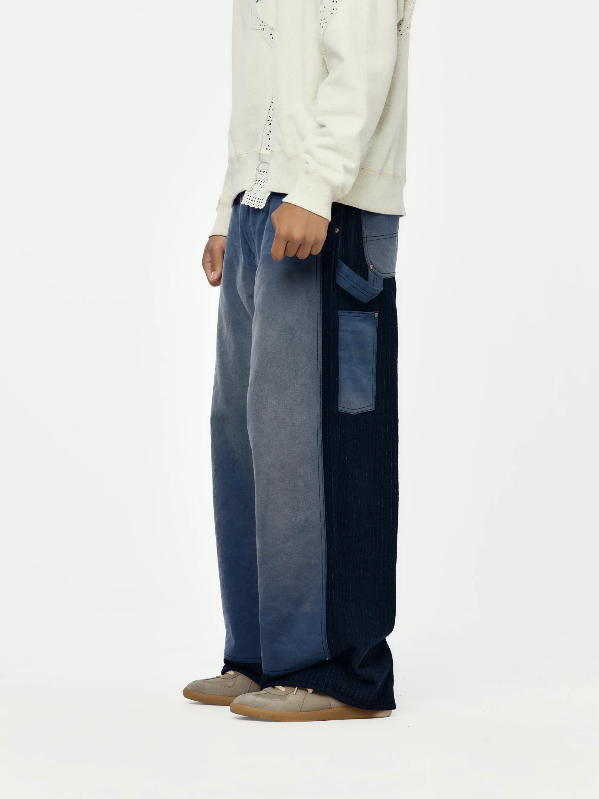 Vintage Effect Work Pants (Blue) - Image 2