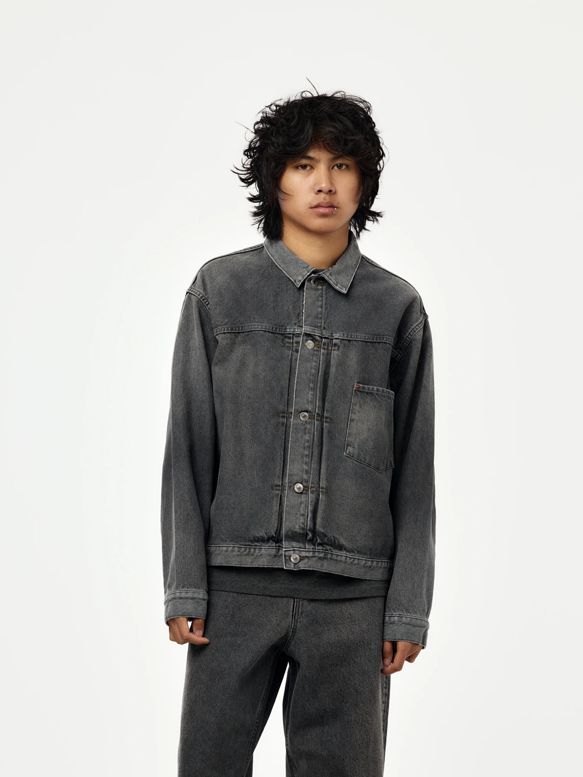 Vintage Gray Denim Jacket (GRAY) (SIS)