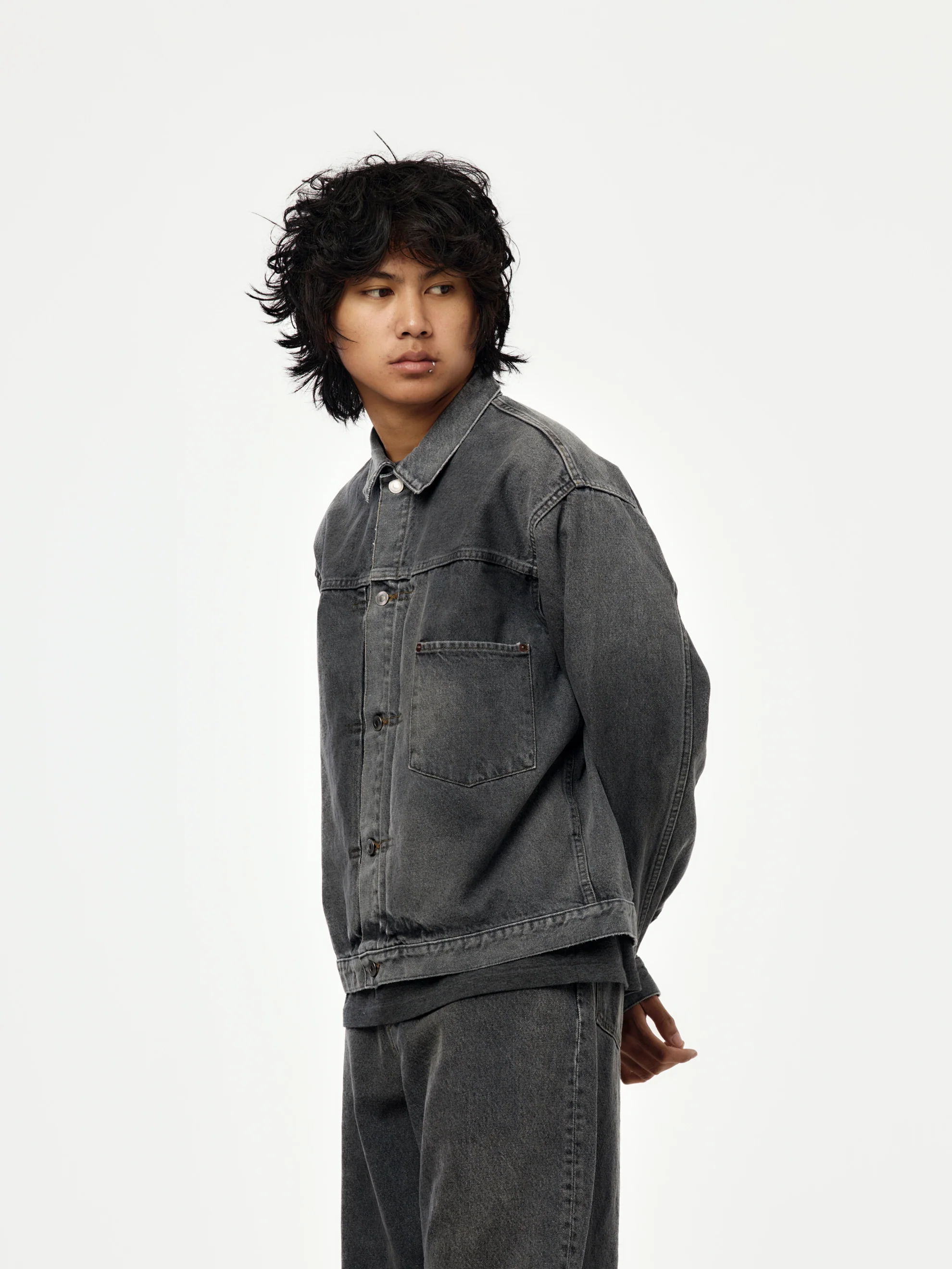 Vintage Gray Denim Jacket (GRAY) (SIS) - Image 2