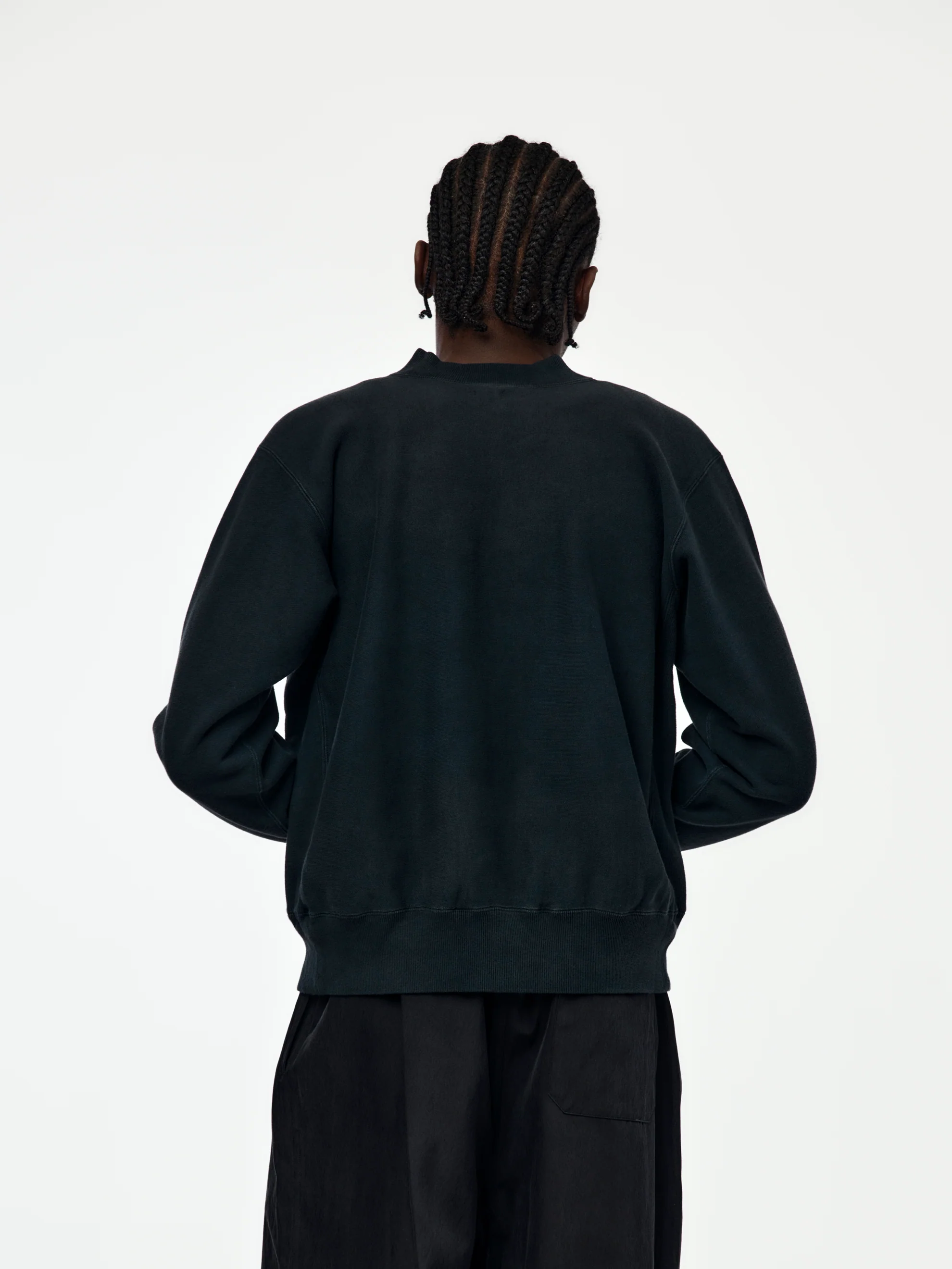Vintage Half Zip Rib Collar Sweatshirt (Black) SIS - Image 3