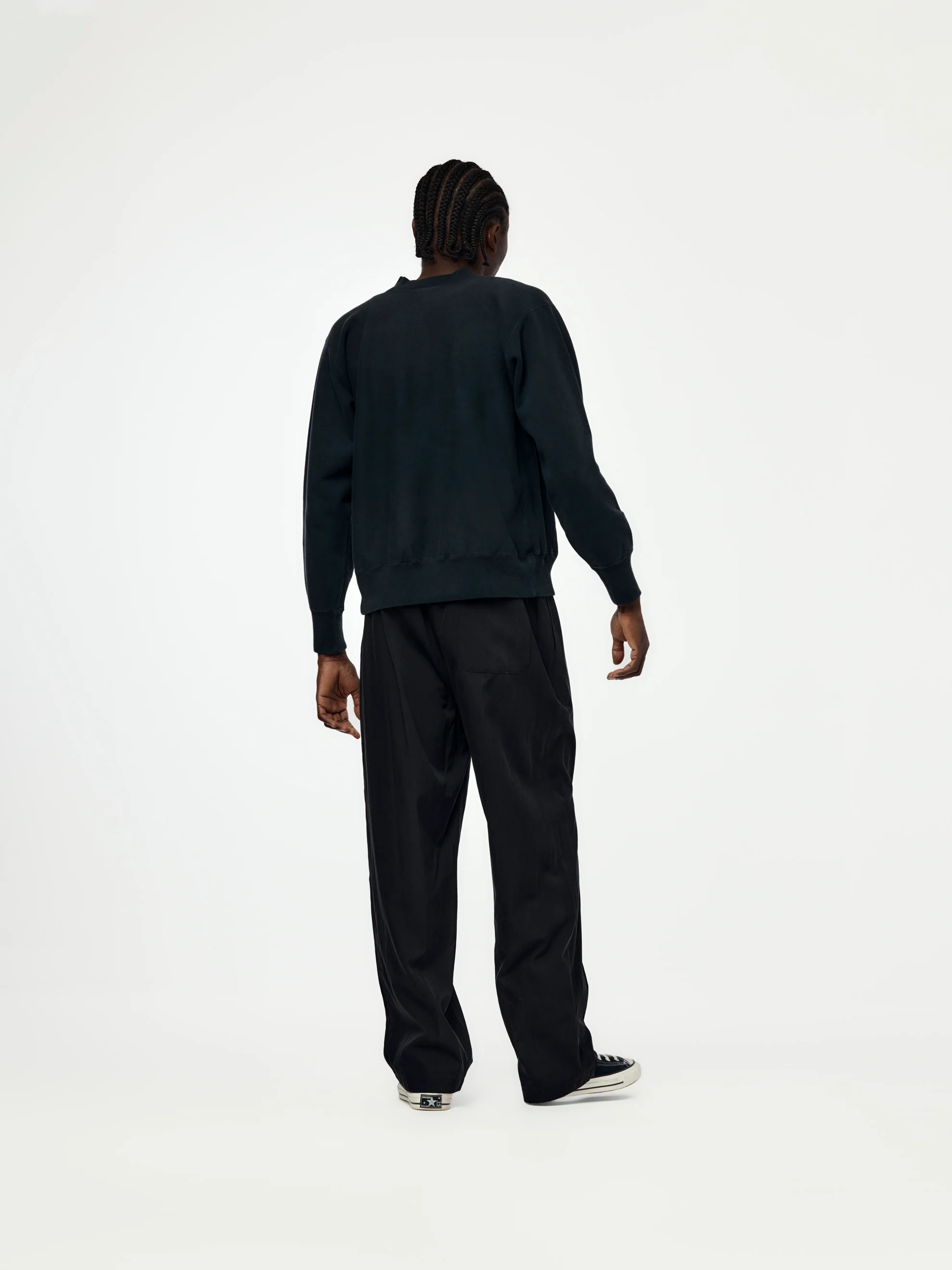 Vintage Half Zip Rib Collar Sweatshirt (Black) SIS - Image 5