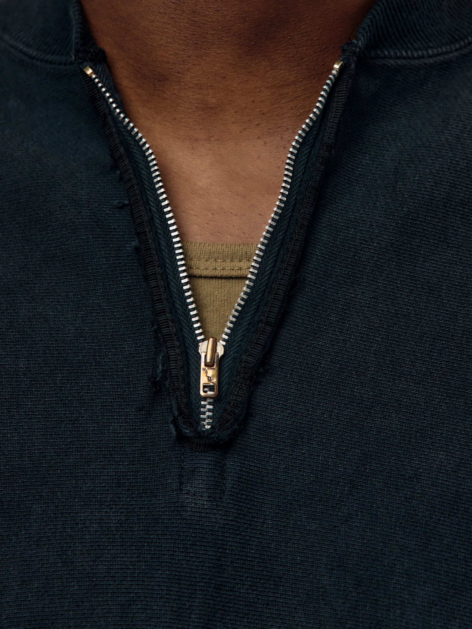 Vintage Half Zip Rib Collar Sweatshirt (Black) SIS - Image 6
