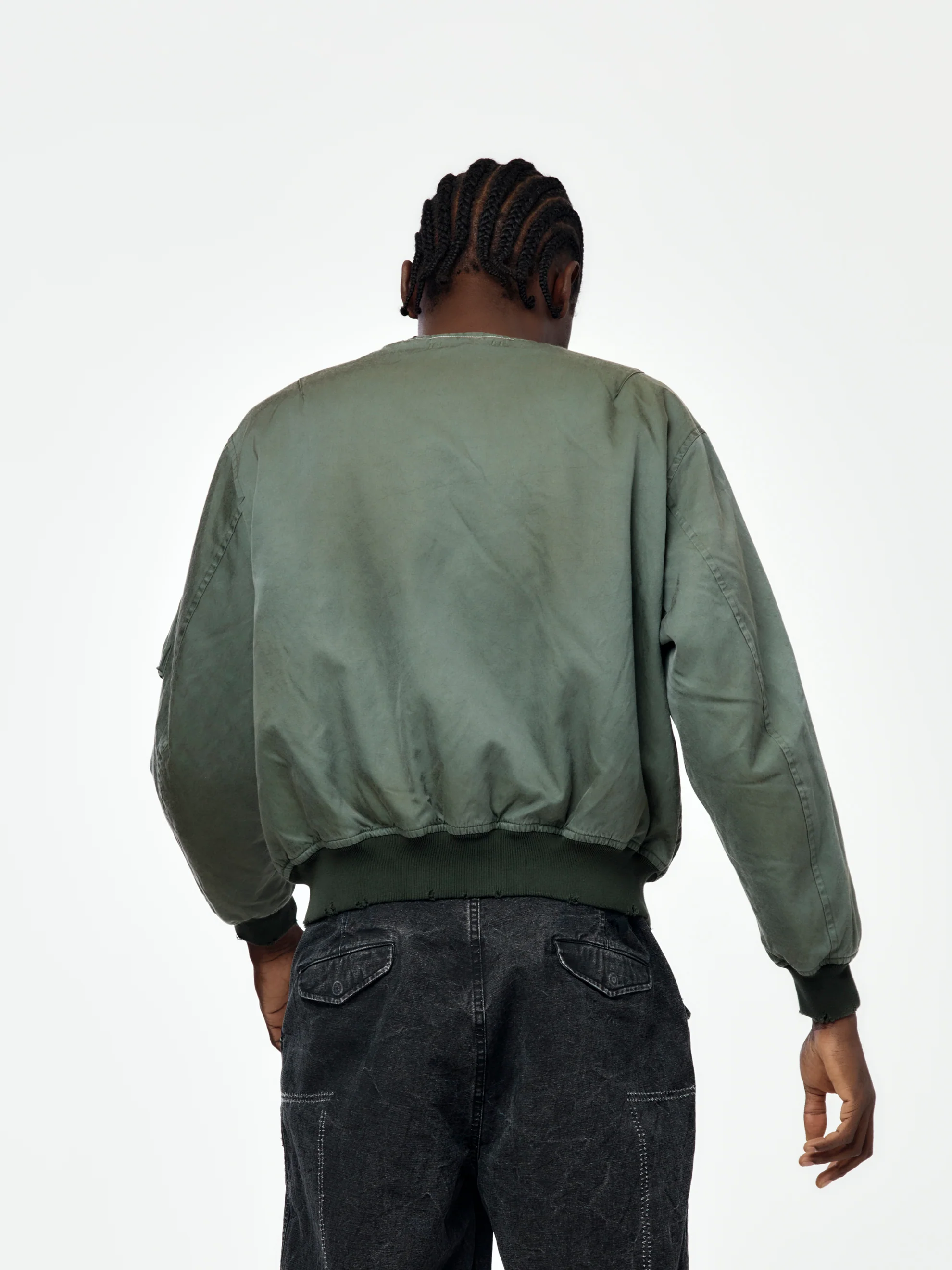 Vintage Silk Flight Custom Jacket (Sage) - Image 3