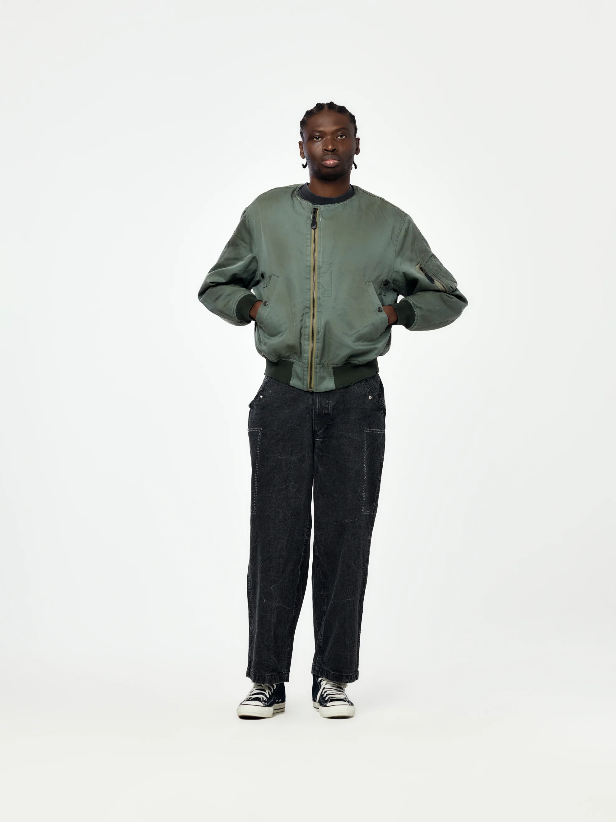 Vintage Silk Flight Custom Jacket (Sage) - Image 4