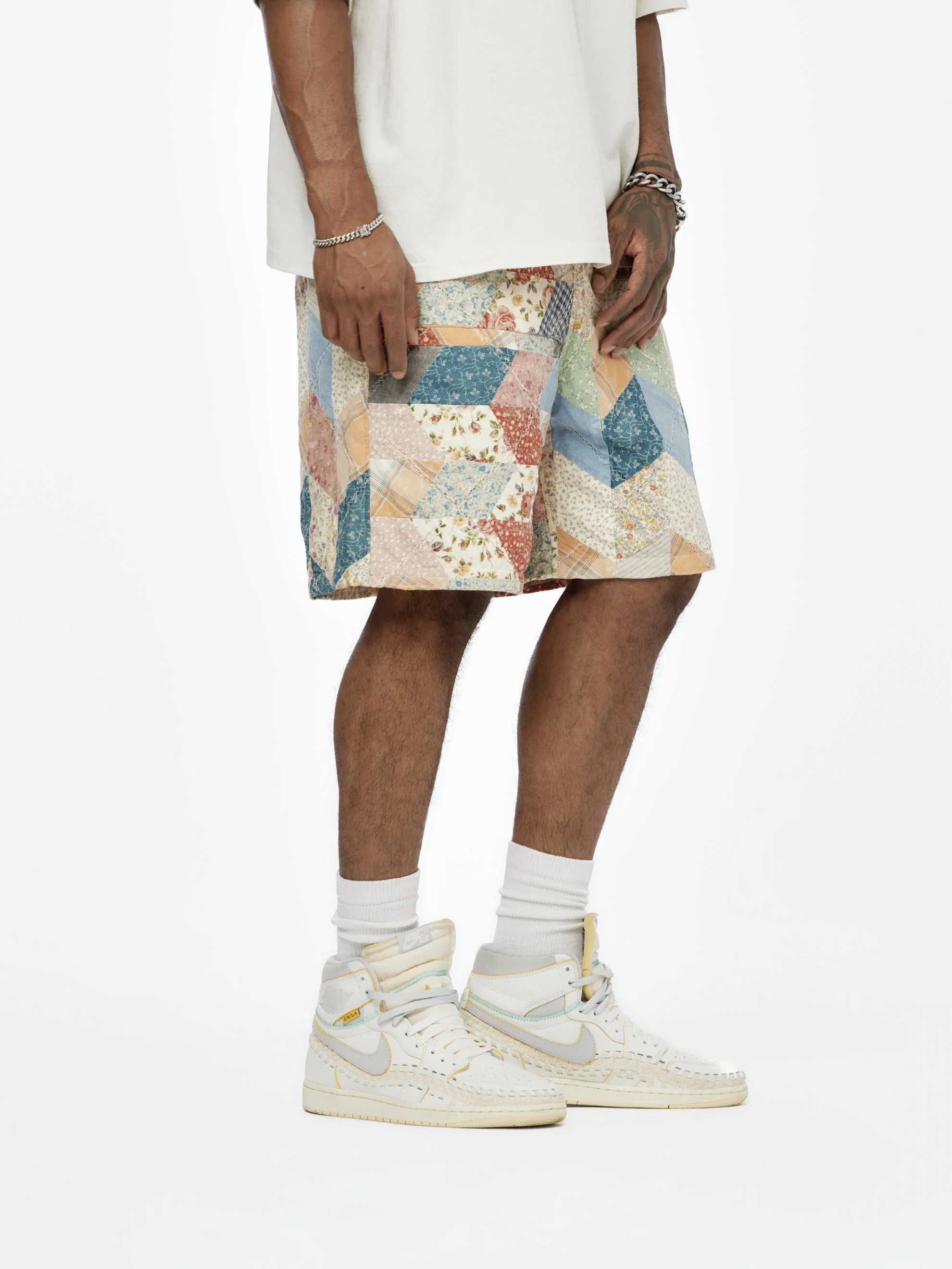 Yabane Quilt Patchwork Easy Shorts (Ecru) - Image 3