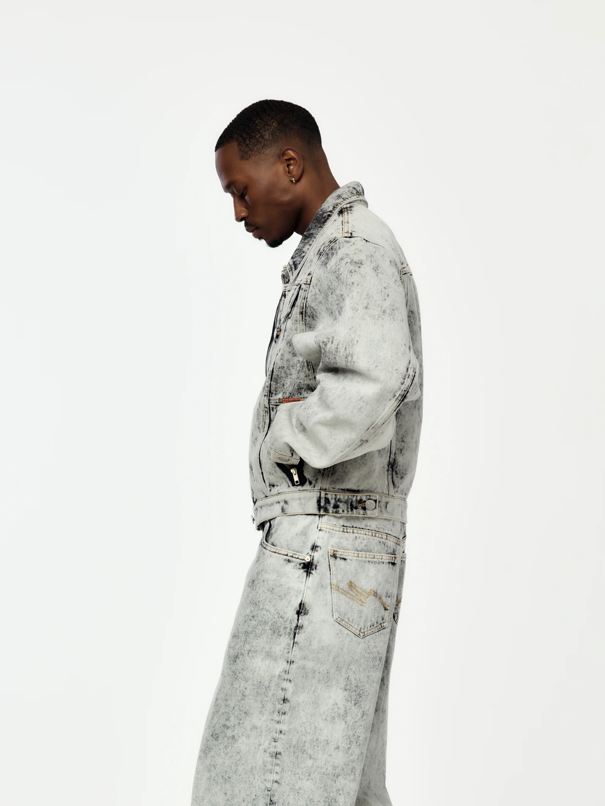 Zip Front Denim Jacket (Grey) - Image 2